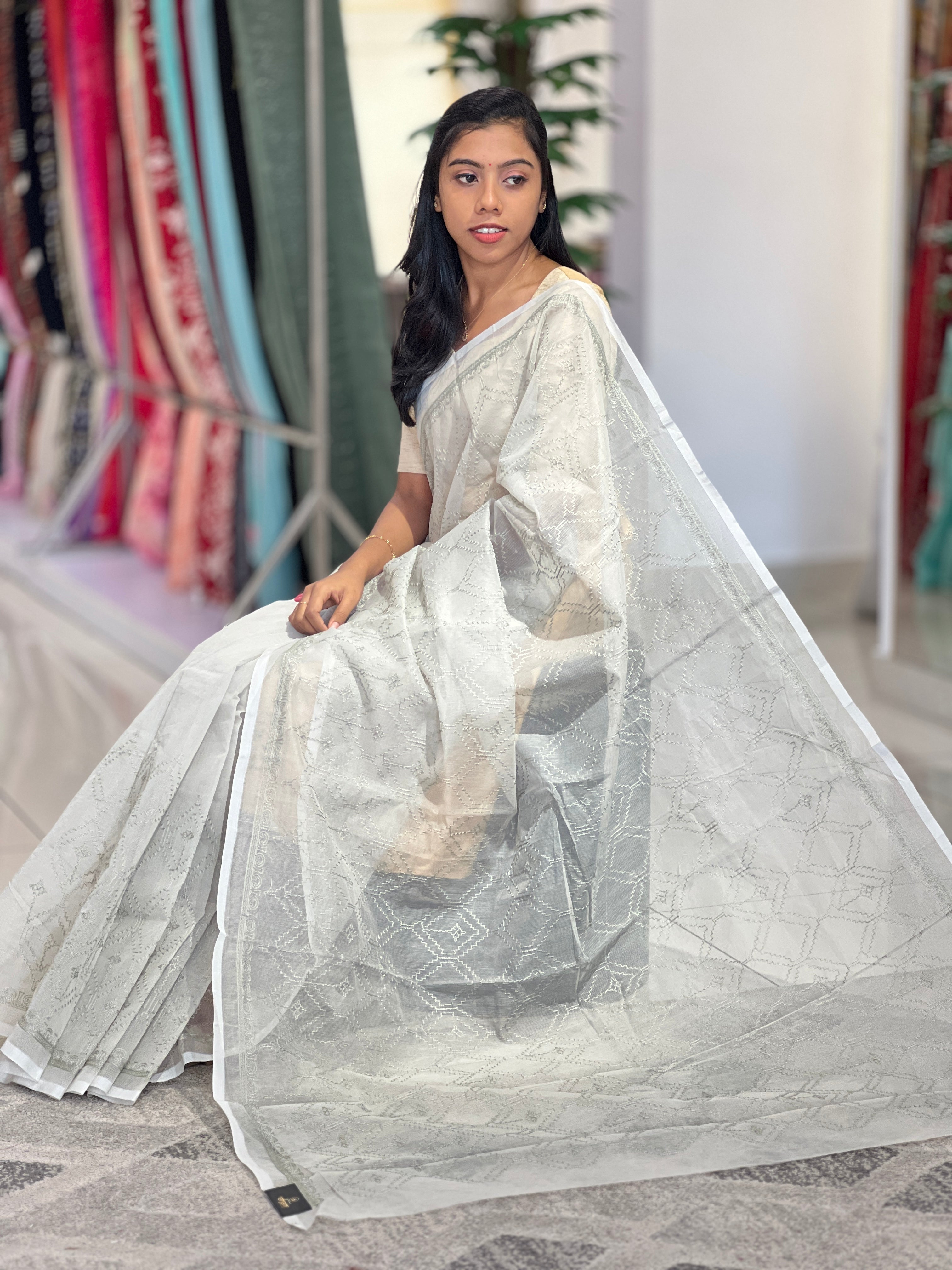 Self Colour Embroidery Supernet Kota Saree | VNC198