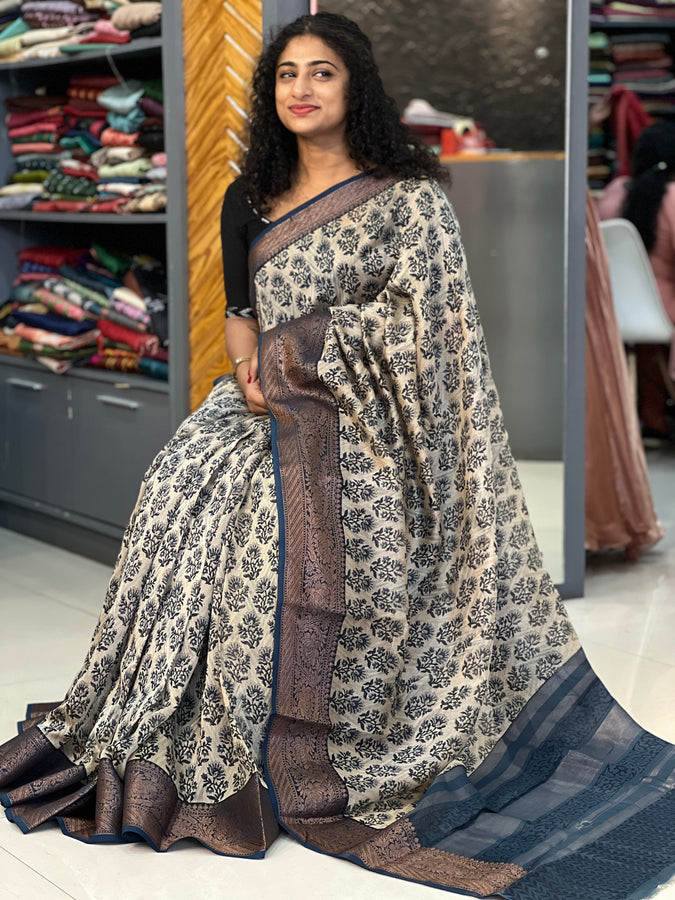 Floral Printed Chanderi Saree | SMC110