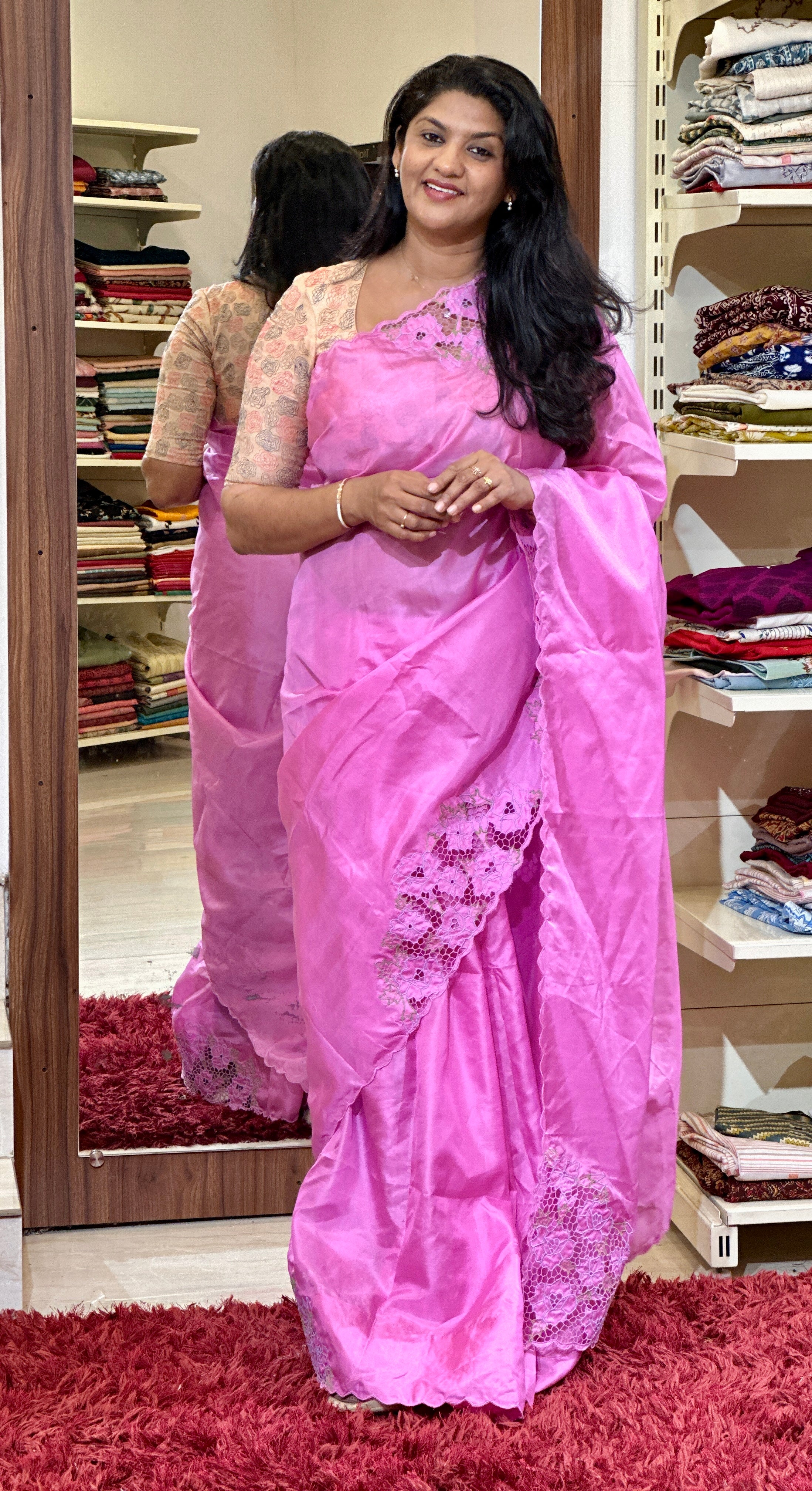 Twine Cut Work Placement Detailed Soft Silk Saree | TC403
