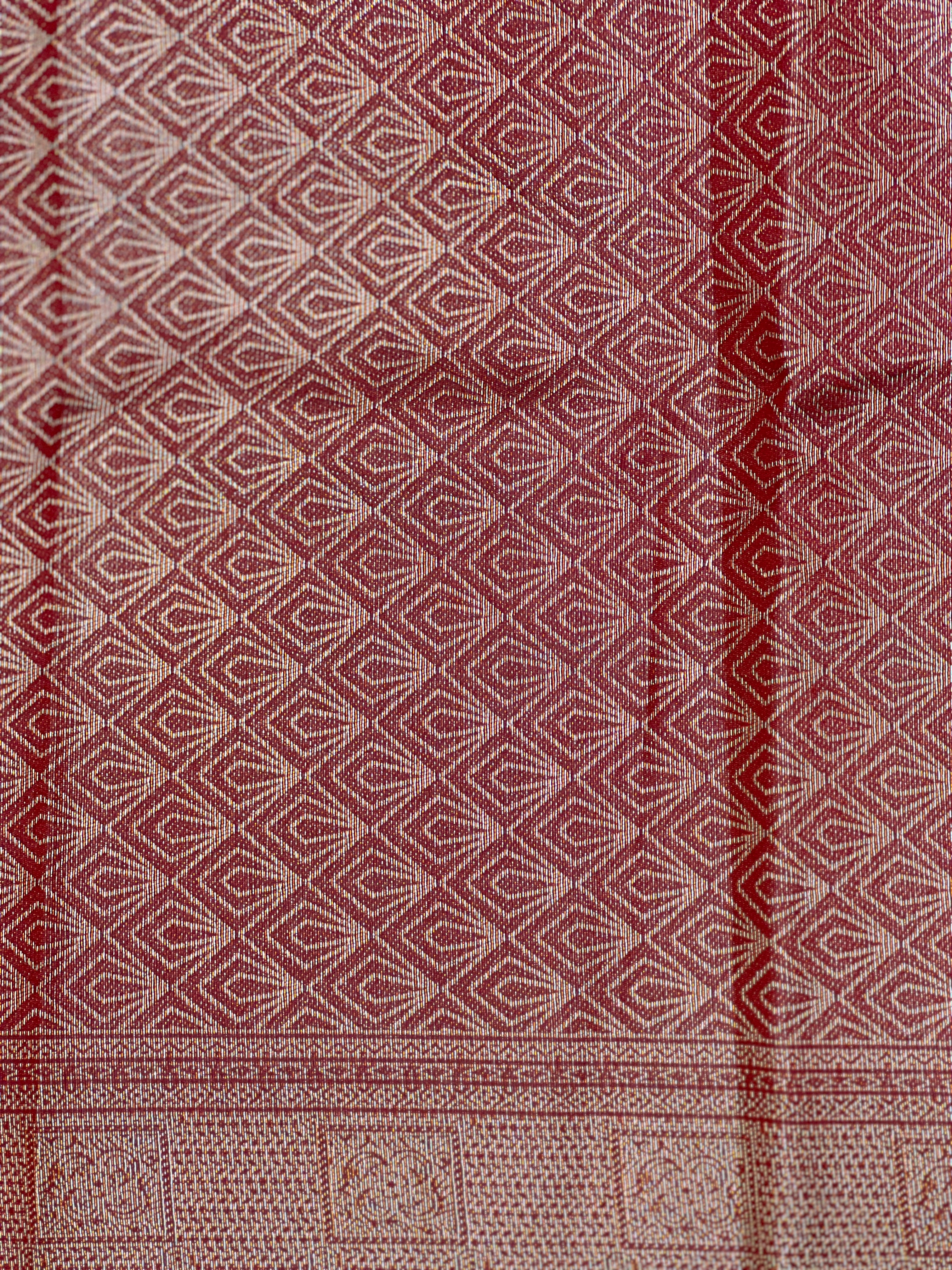 Copper & Silver Zari Woven Semi Silk Saree | KAC113