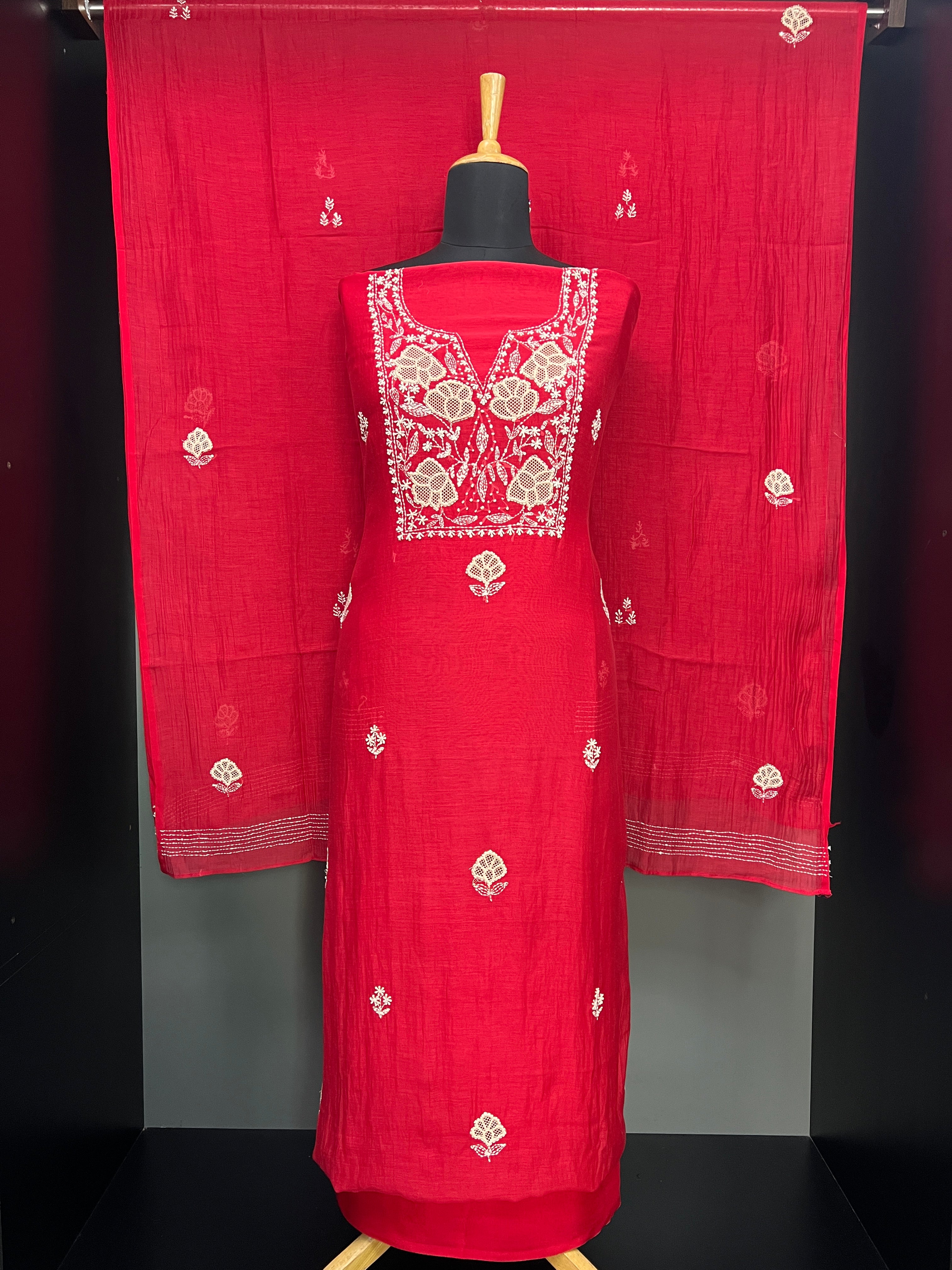 Floral Hand Embroidery Detailed Chanderi Salwar Set | GMA162