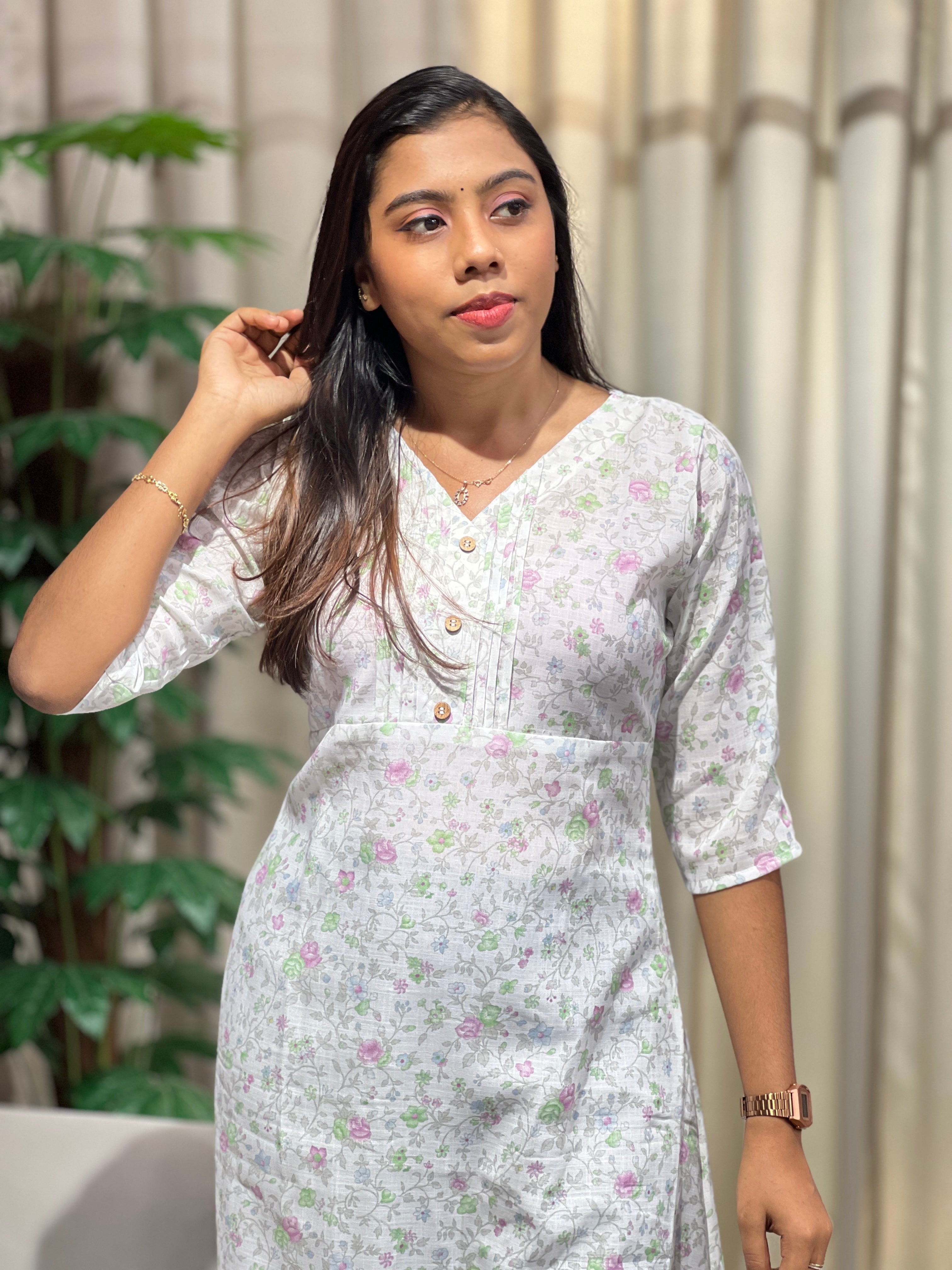 Floral Printed Cotton Kurta | RMLA289