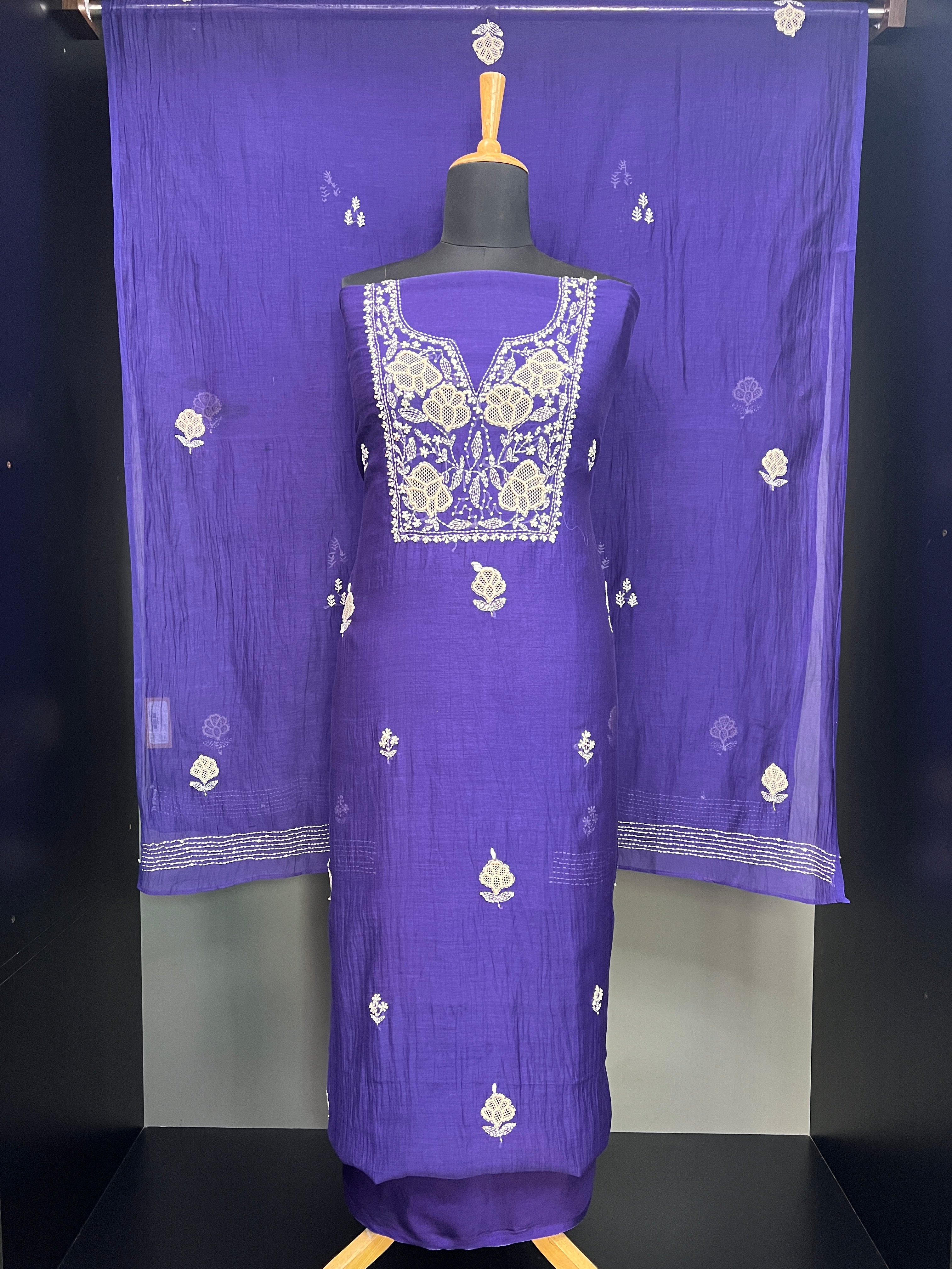 Floral Hand Embroidery Detailed Chanderi Salwar Set | GMA160