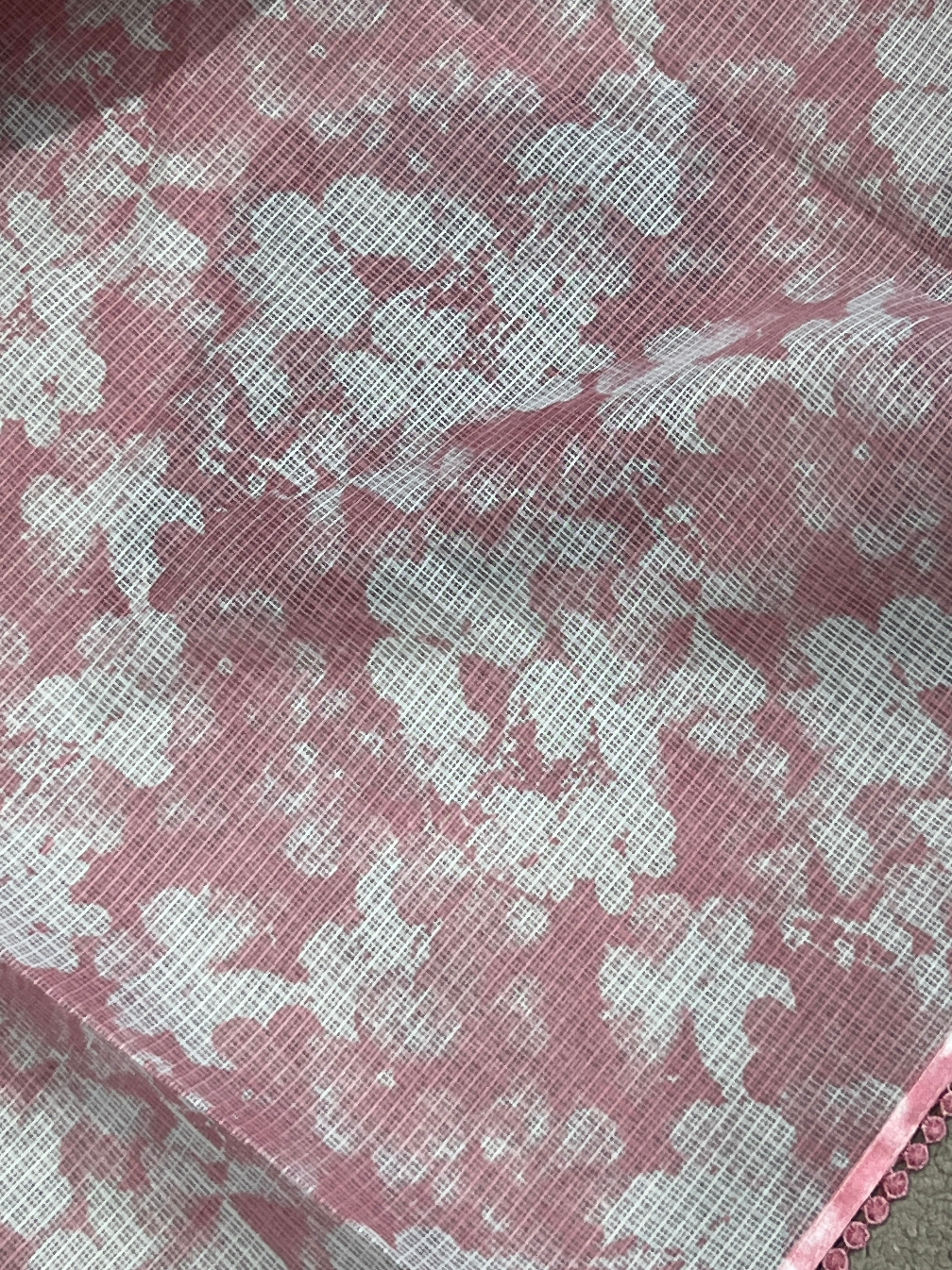 Print With Floral Applique Work Detailed Kota Saree | BLD1306