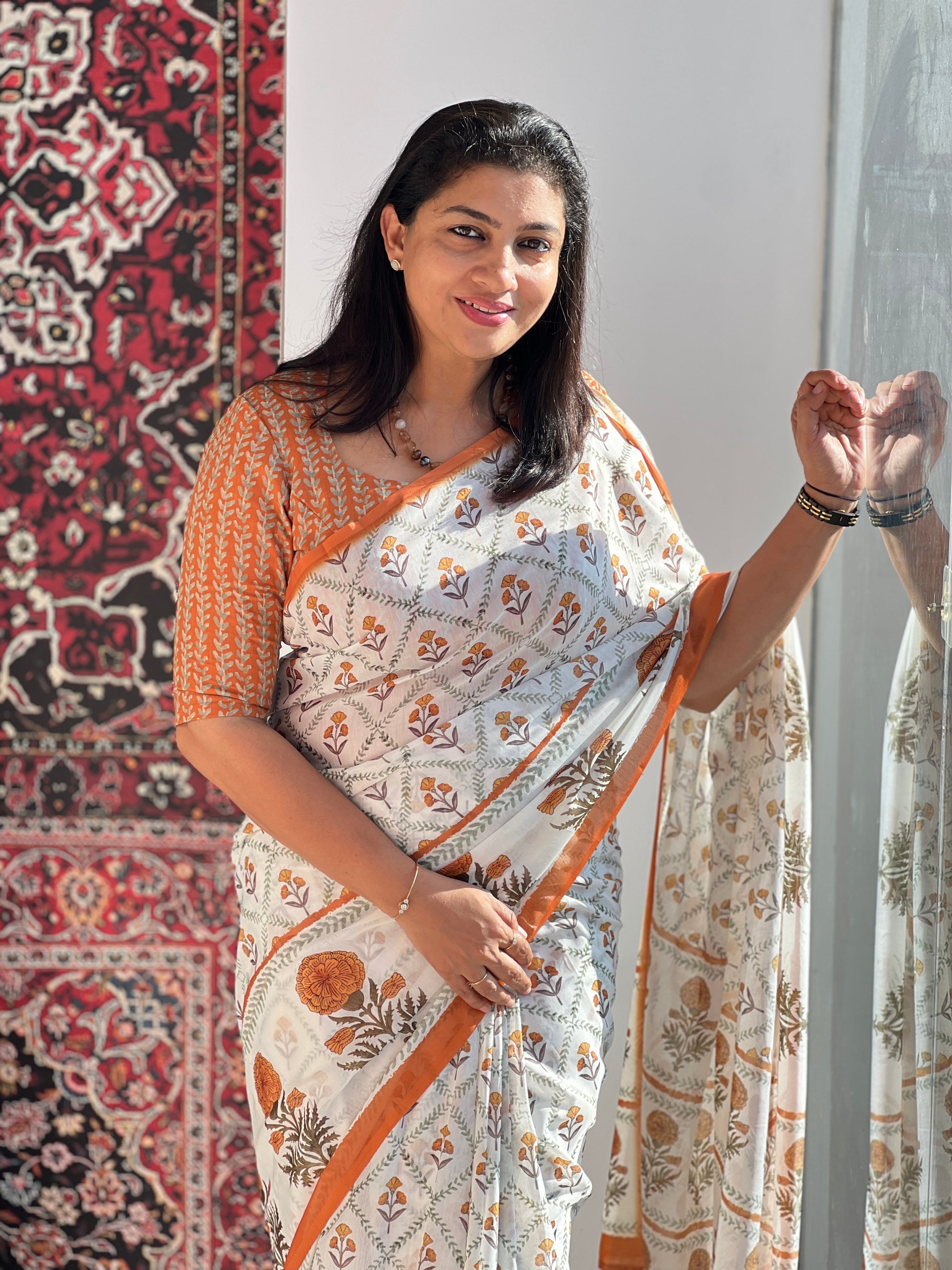 Floral Digital Printed Mul Chanderi Saree | HT294