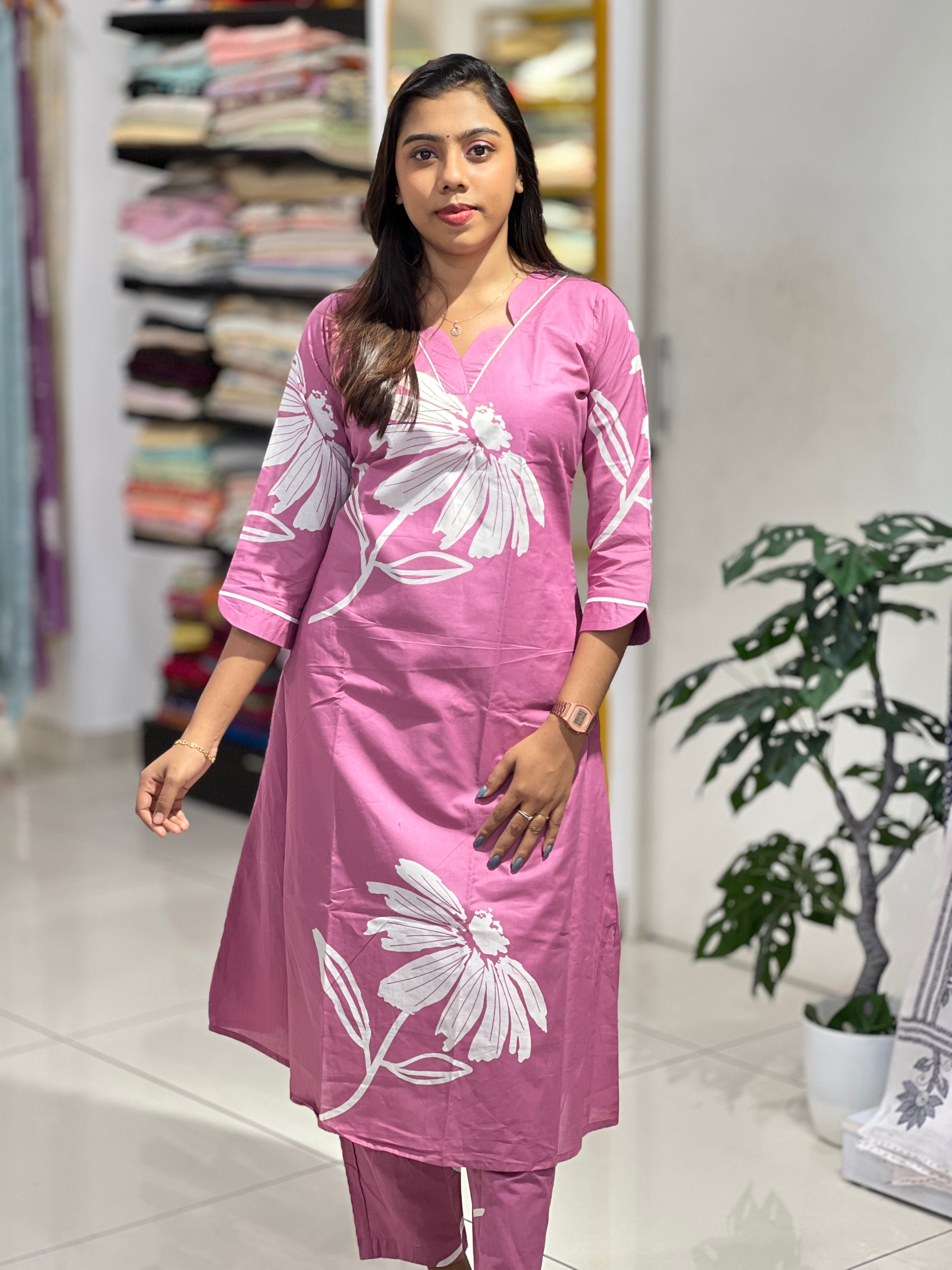 Floral Printed Cotton Kurta Set | MSN140