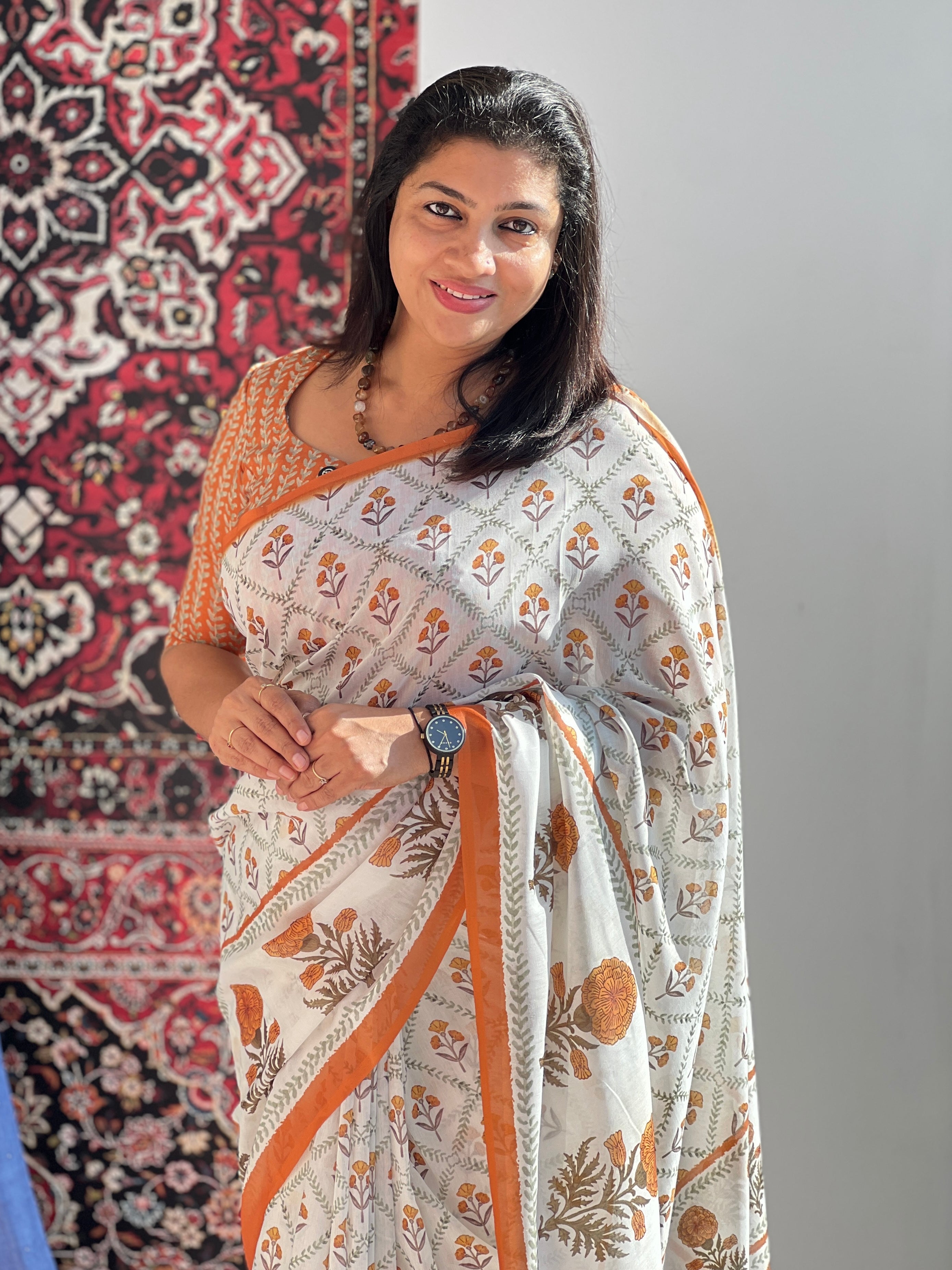 Floral Digital Printed Mul Chanderi Saree | HT294
