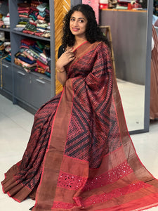 Geometrical Printed Tussar Saree | RGD174