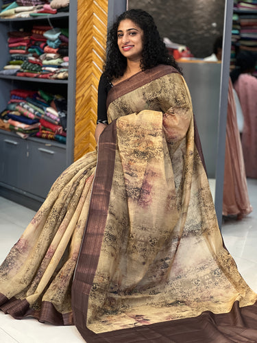 Digital Printed Chanderi Saree | JBE109