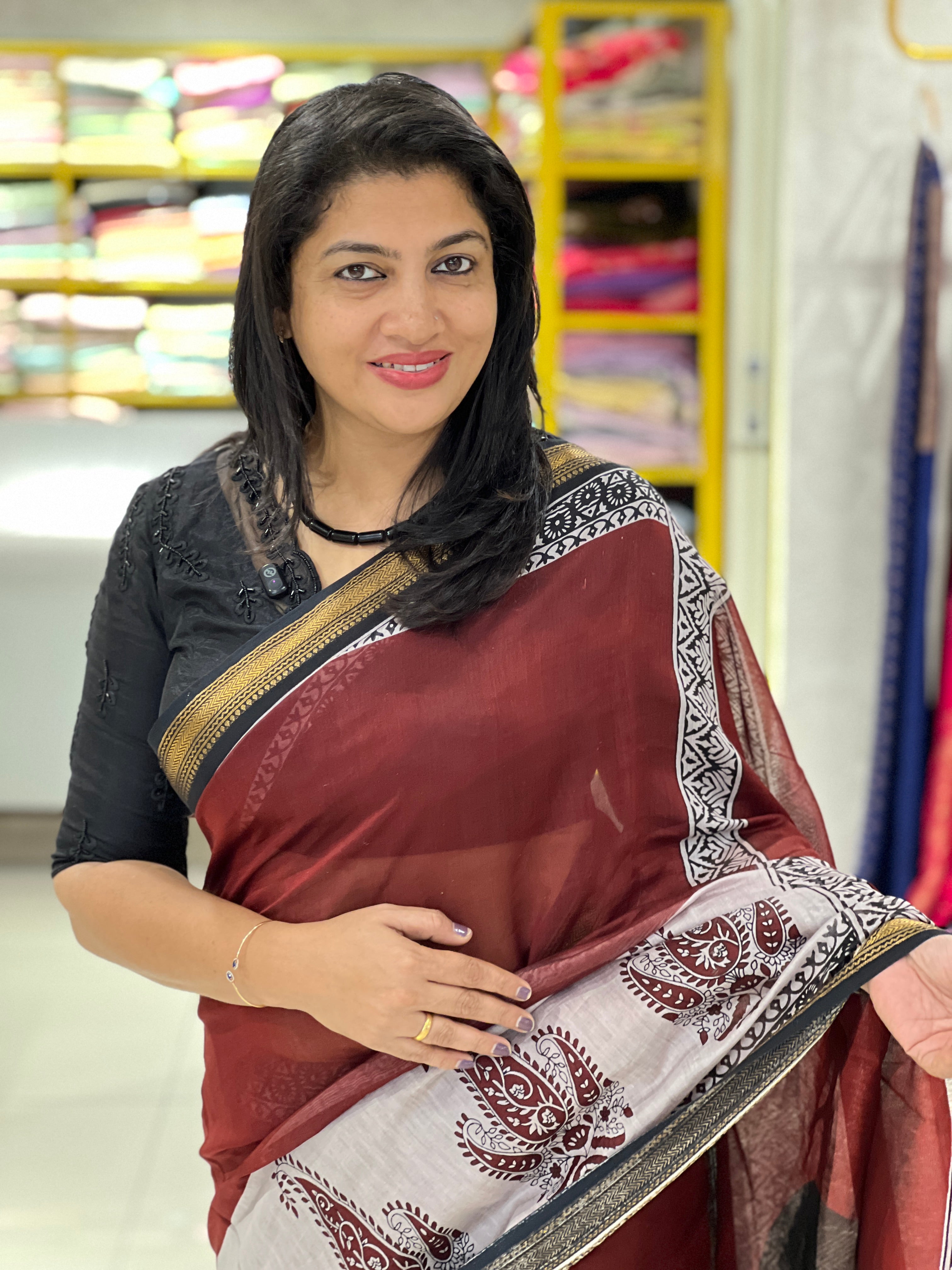 Printed Motif Chanderi Saree | BHB102