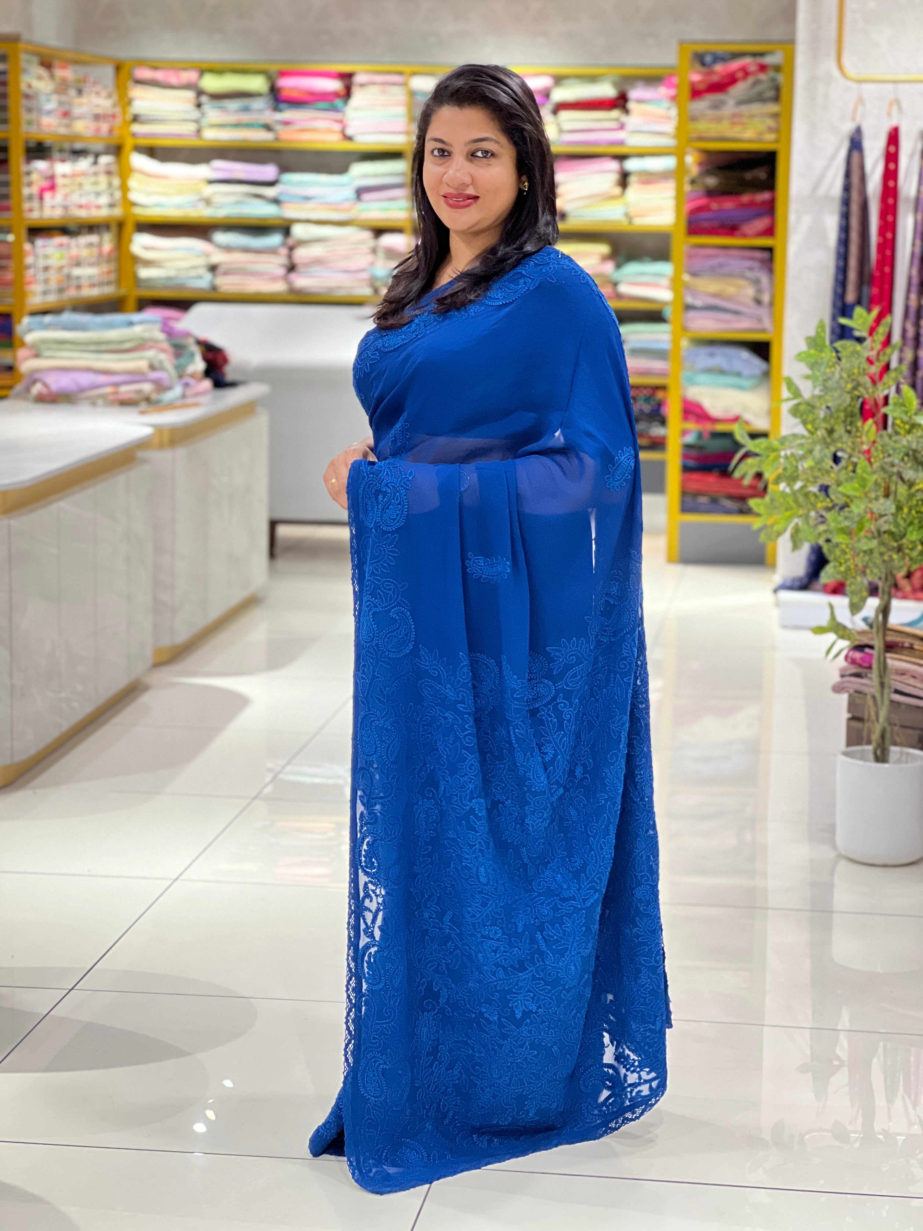 Hand Chikankari PaisleyDesign Georgette Saree |GMA195