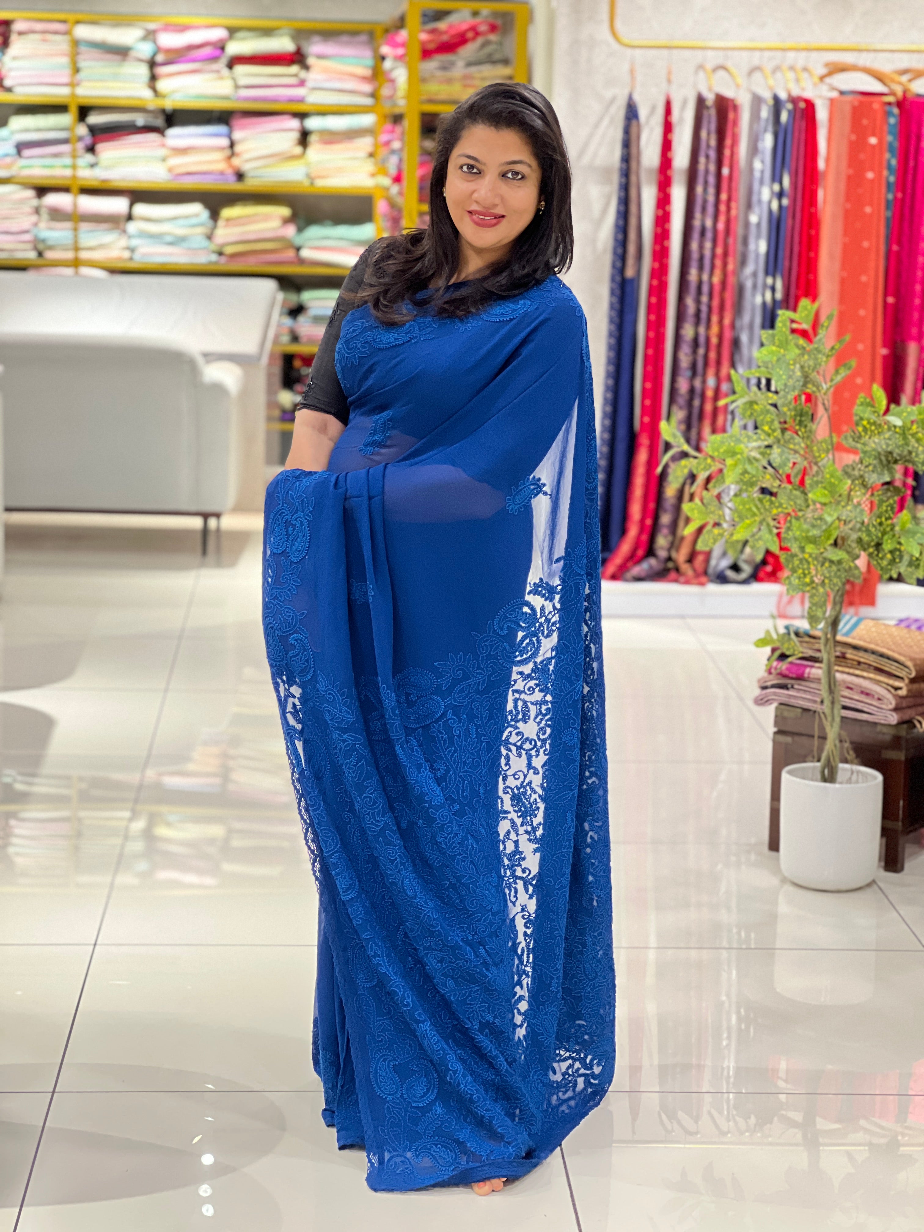 Hand Chikankari PaisleyDesign Georgette Saree |GMA195