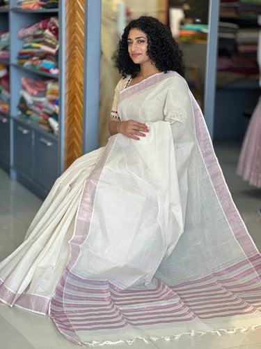 Slub Weaving Patterned Cotton Saree | UDF108