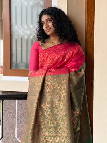 Floral Jaal Zari Weaved Design Semi Silk Saree |  TR104