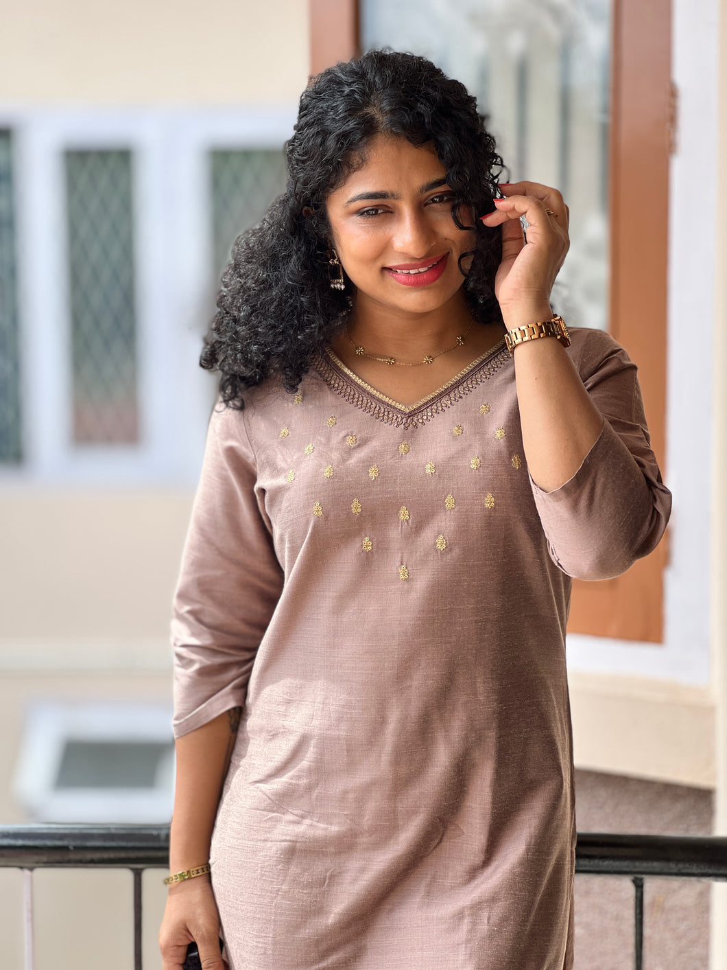 Embroidery Design Slub Cotton Silk Kurta | RGA247