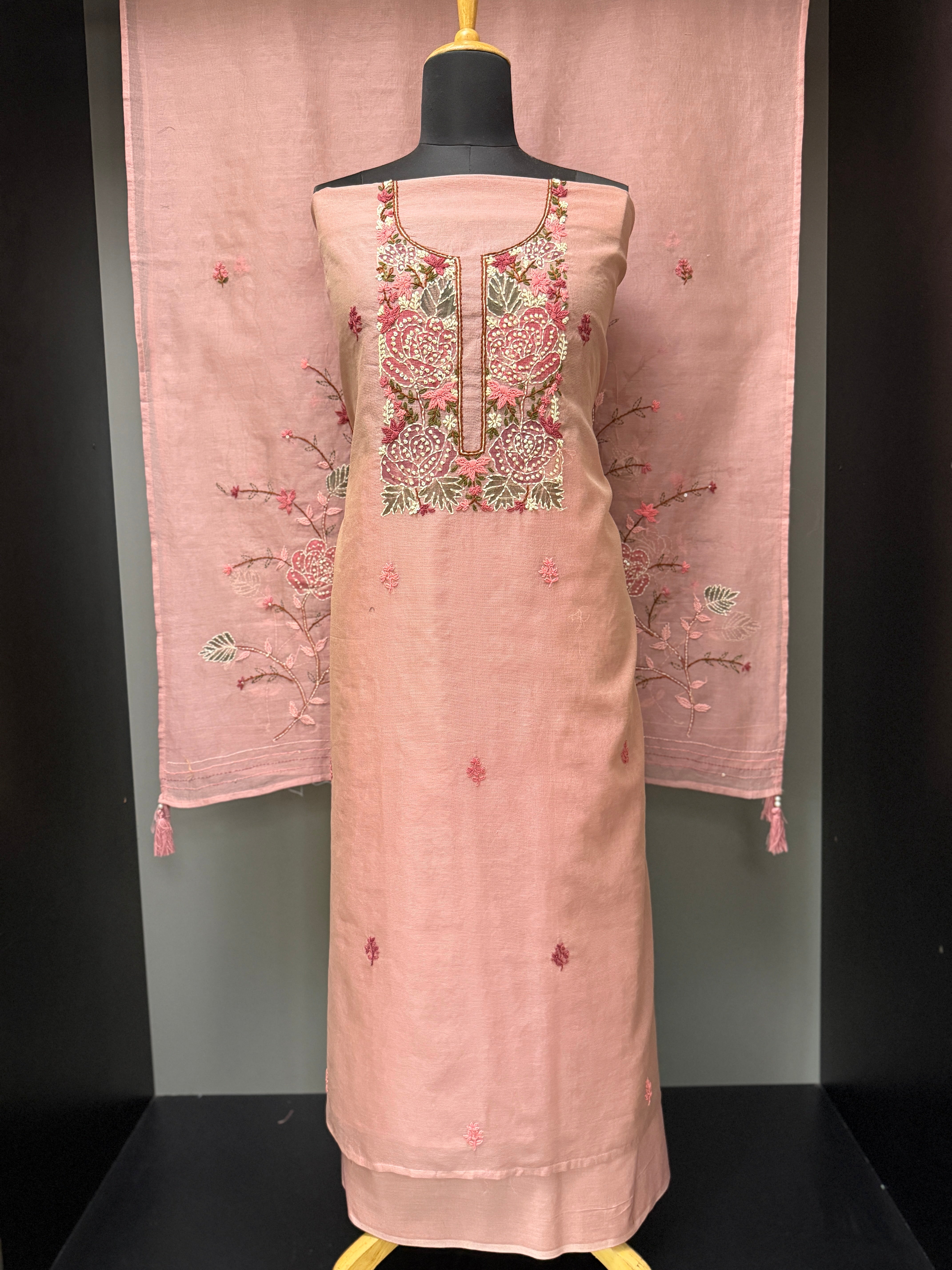Floral Hand Embroidered Kota Salwar Set | PHU165