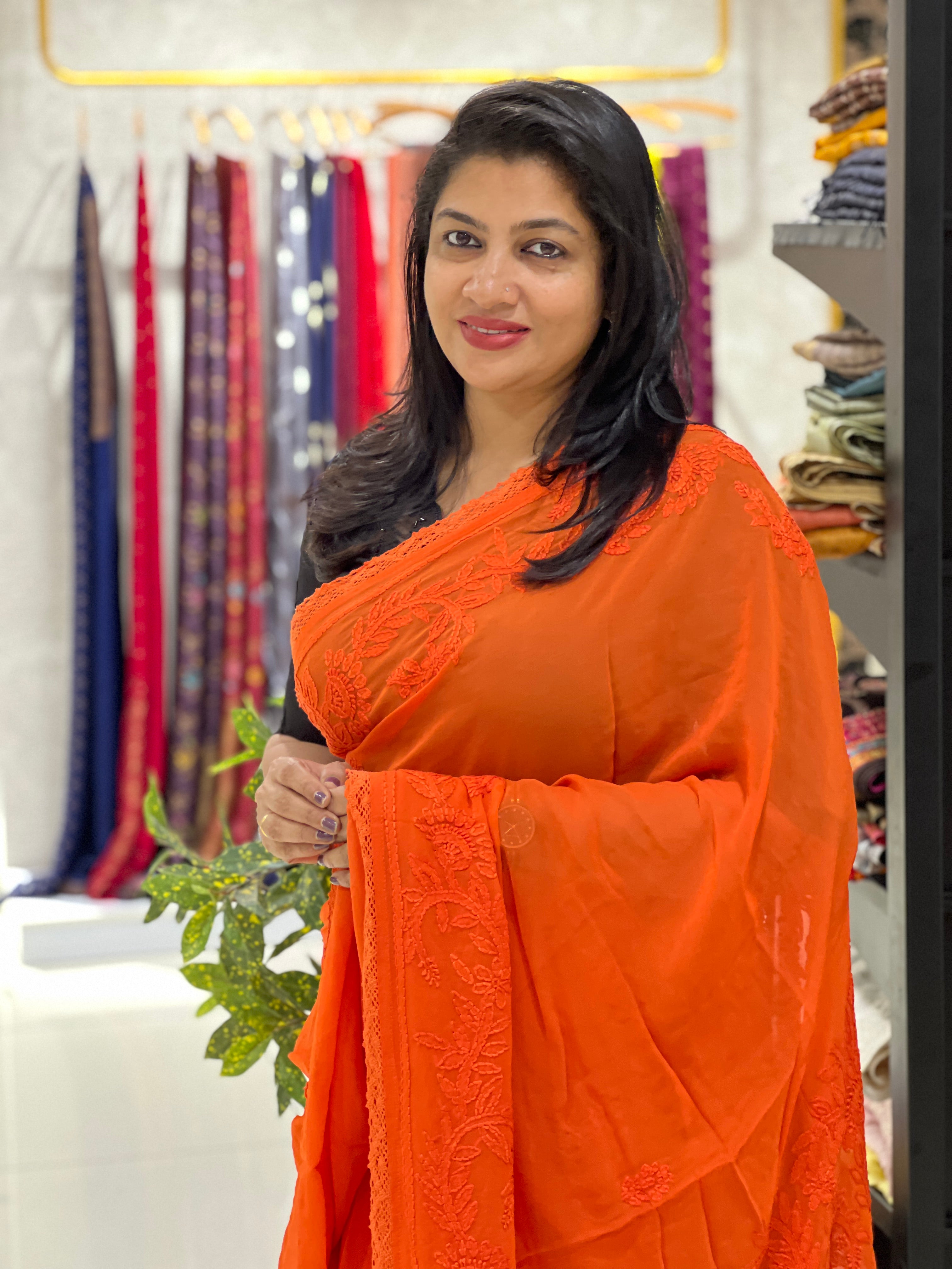 Hand Chikankari PaisleyDesign Georgette Saree |GMA196