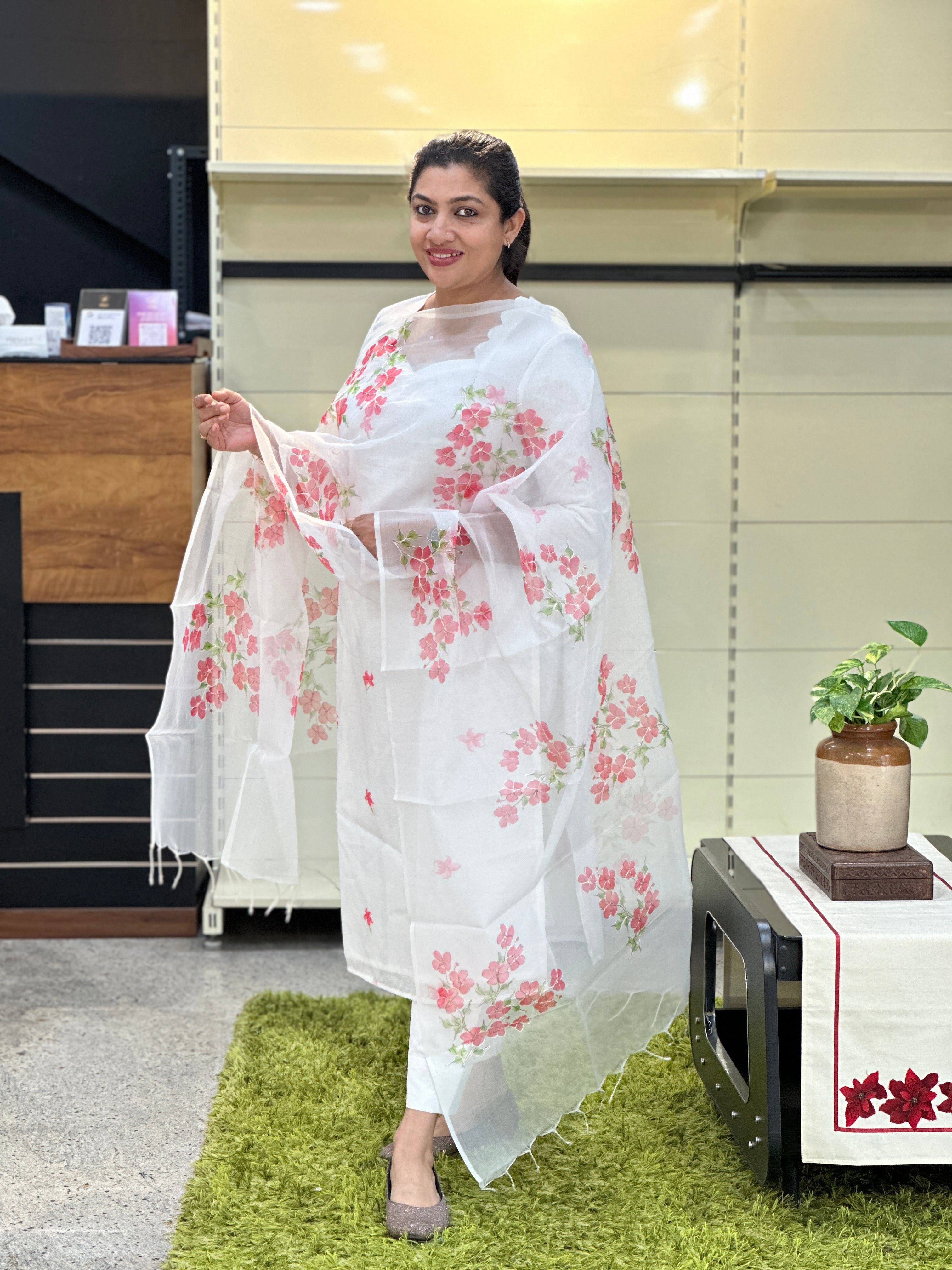 Floral Printed Chanderi Salwar Set | MR458