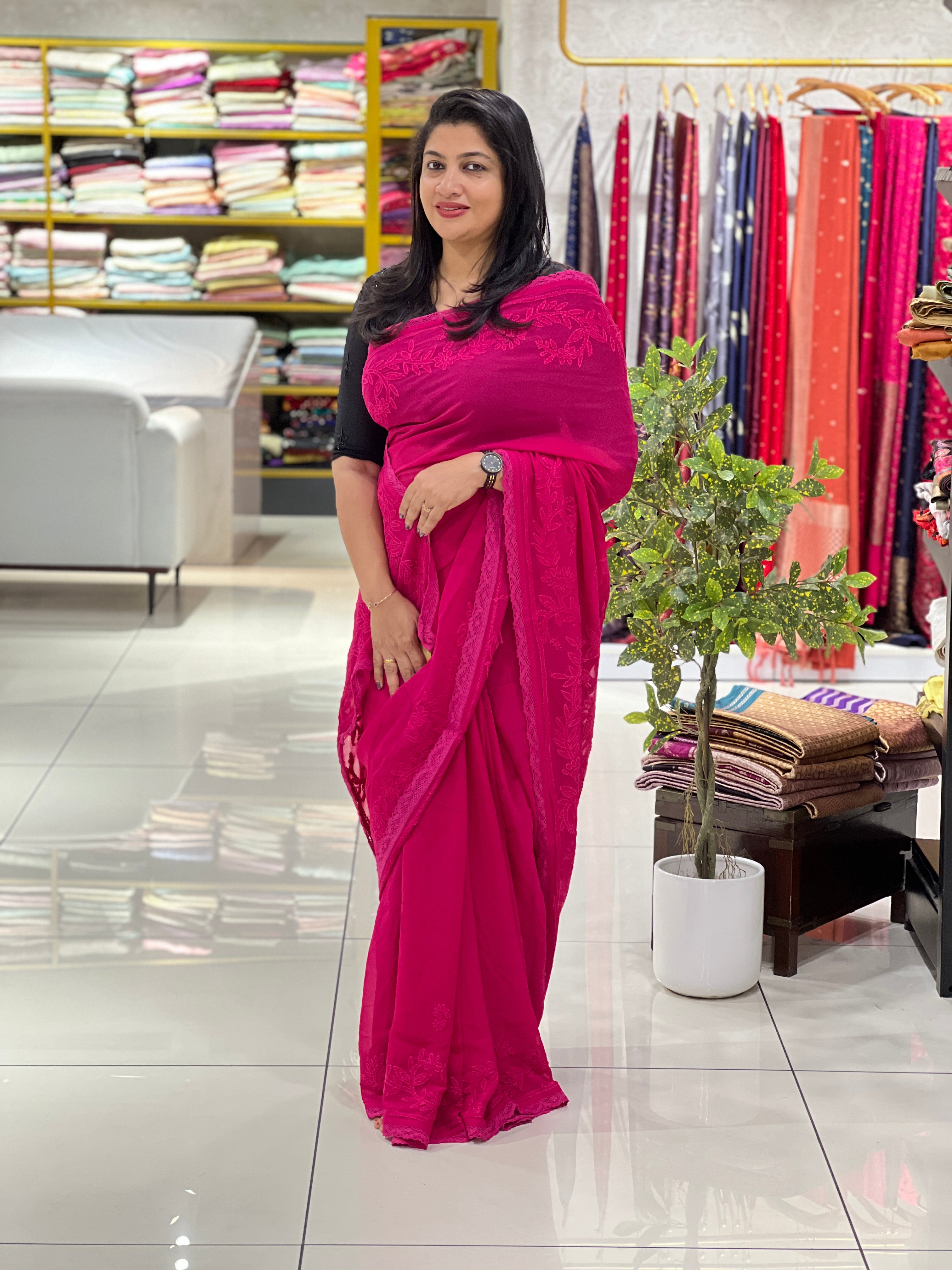 Hand Chikankari PaisleyDesign Georgette Saree |GMA197