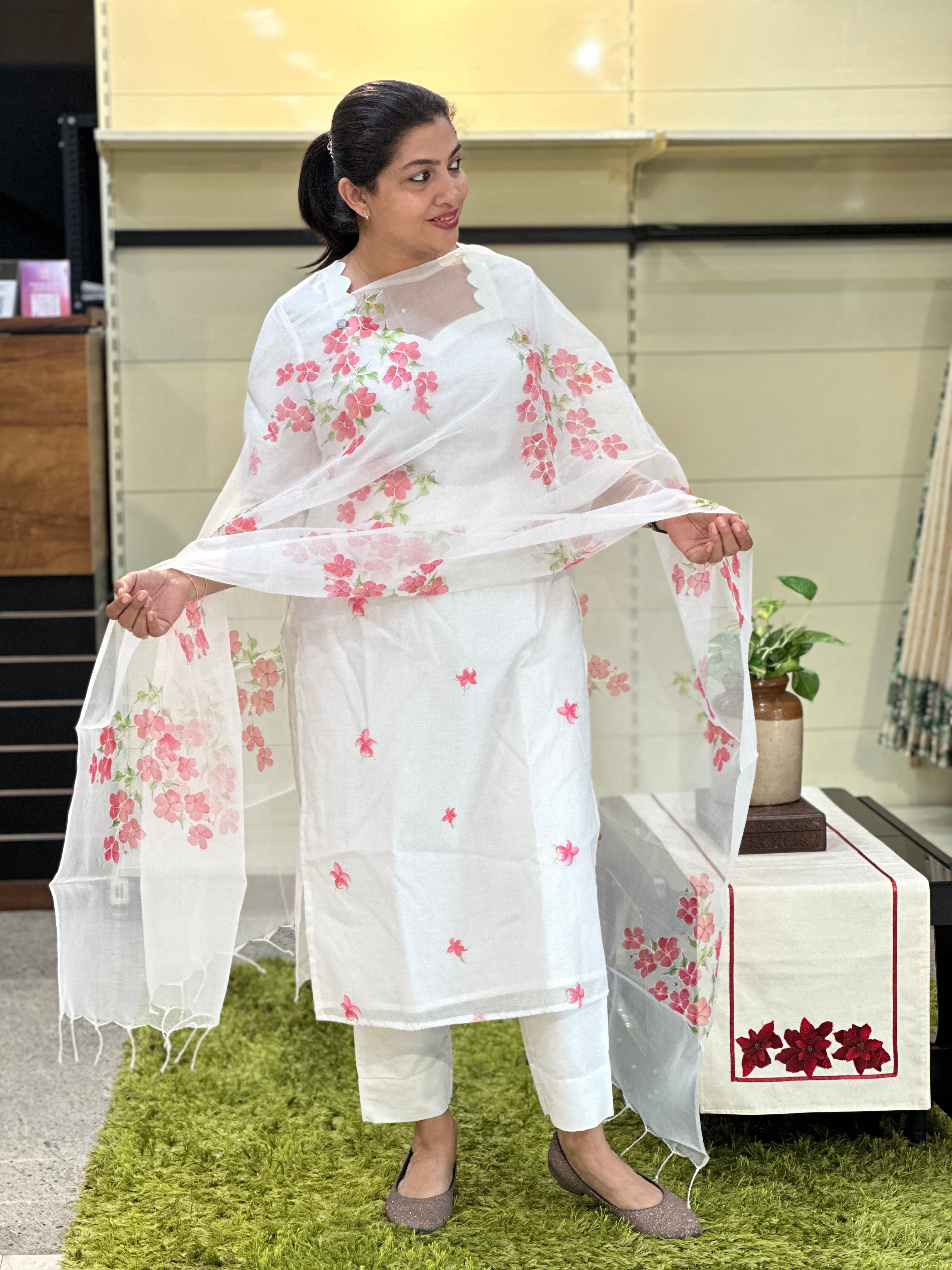 Floral Printed Chanderi Salwar Set | MR458