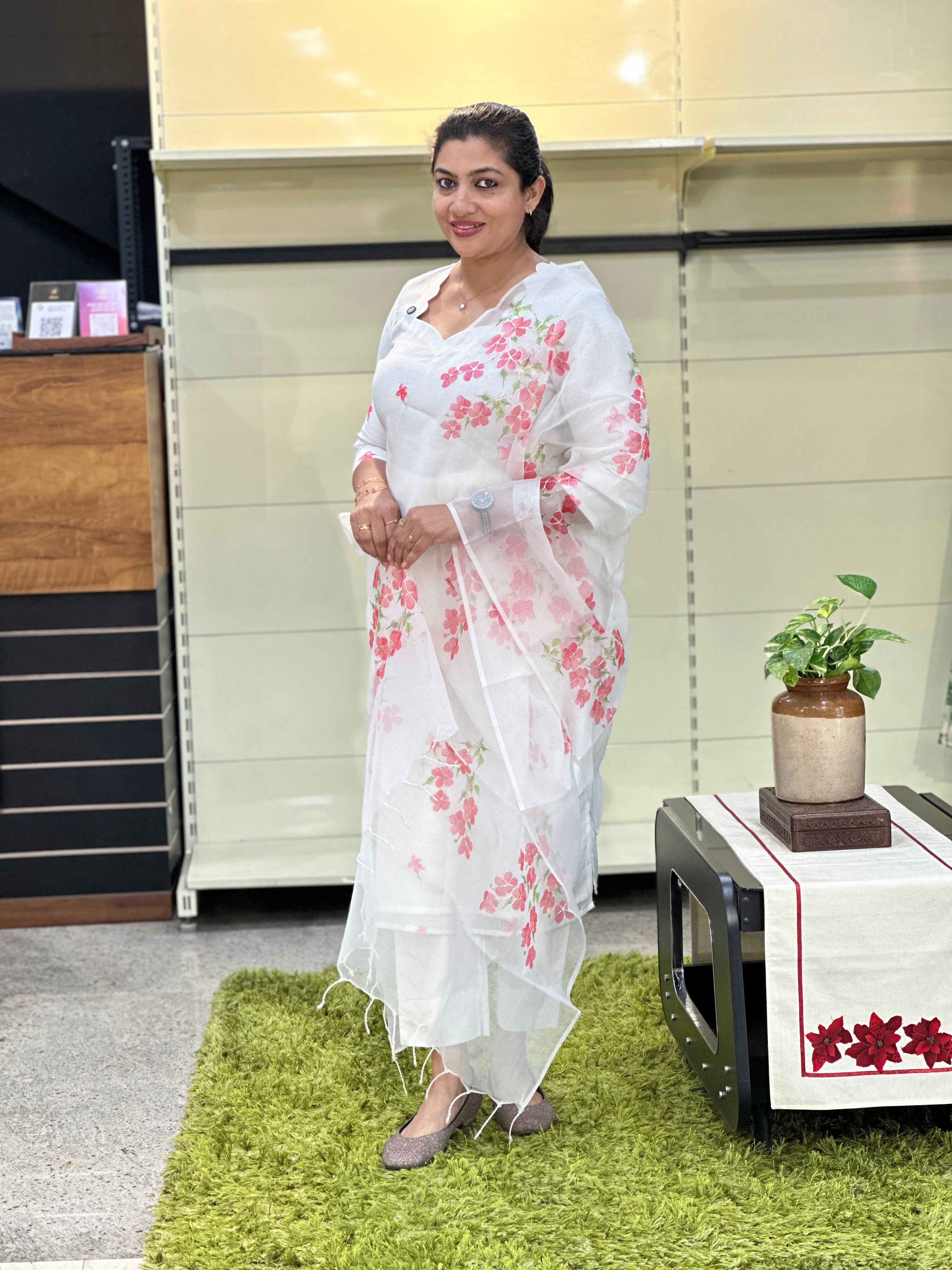 Floral Printed Chanderi Salwar Set | MR458