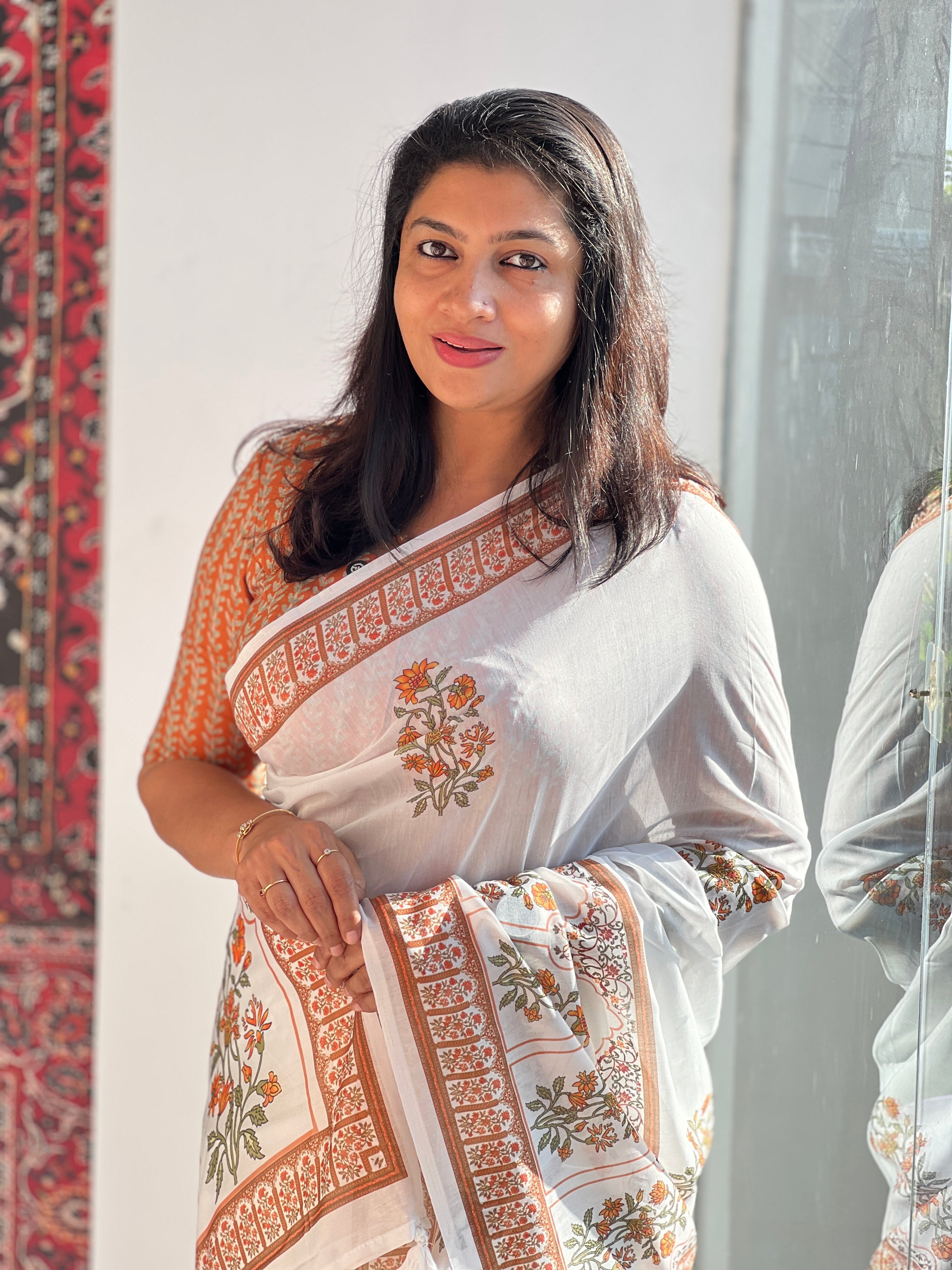 Floral Digital Printed Mul Chanderi Saree | HT296