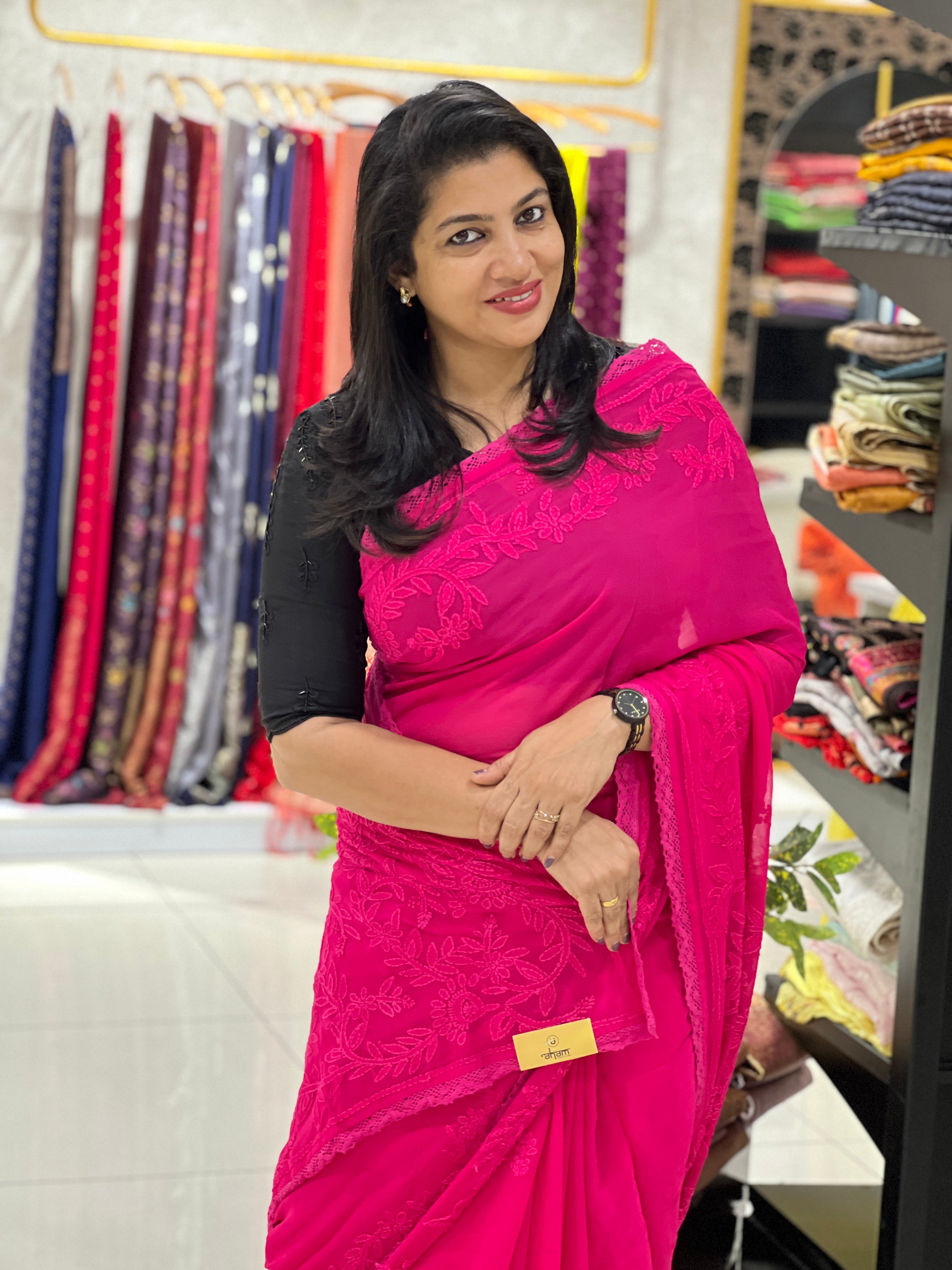 Hand Chikankari PaisleyDesign Georgette Saree |GMA197