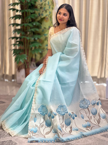 Digital Print With Pitta Work Highlighted Silky Kota Saree | BLD1356