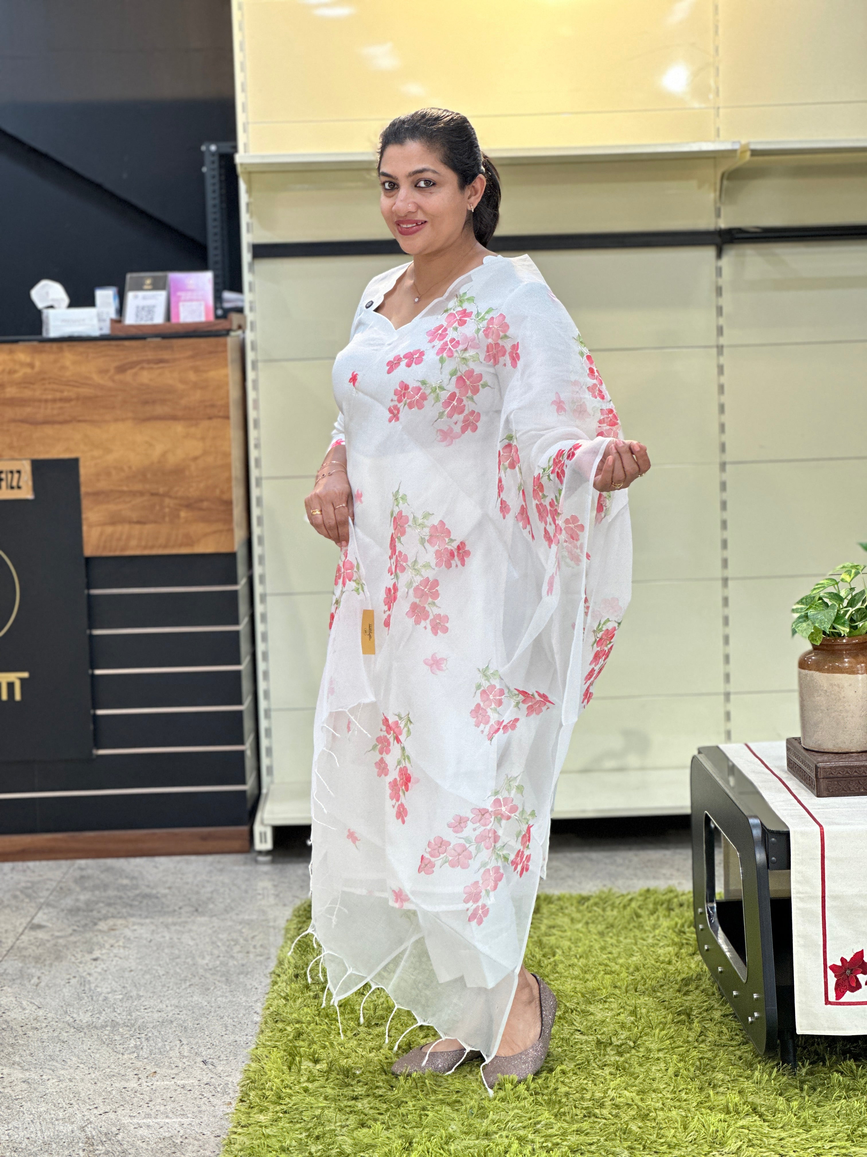 Floral Printed Chanderi Salwar Set | MR458