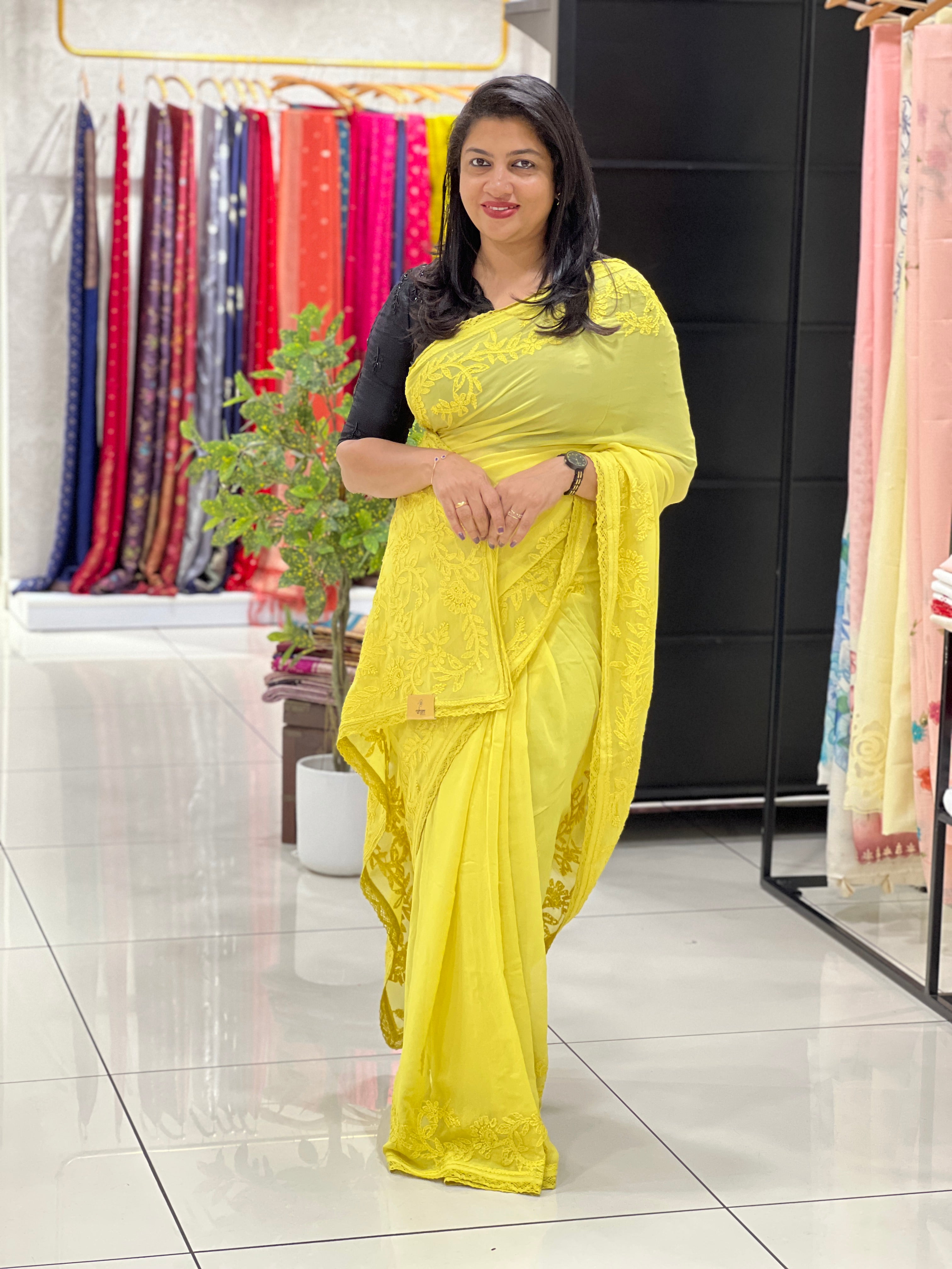 Hand Chikankari PaisleyDesign Georgette Saree |GMA198