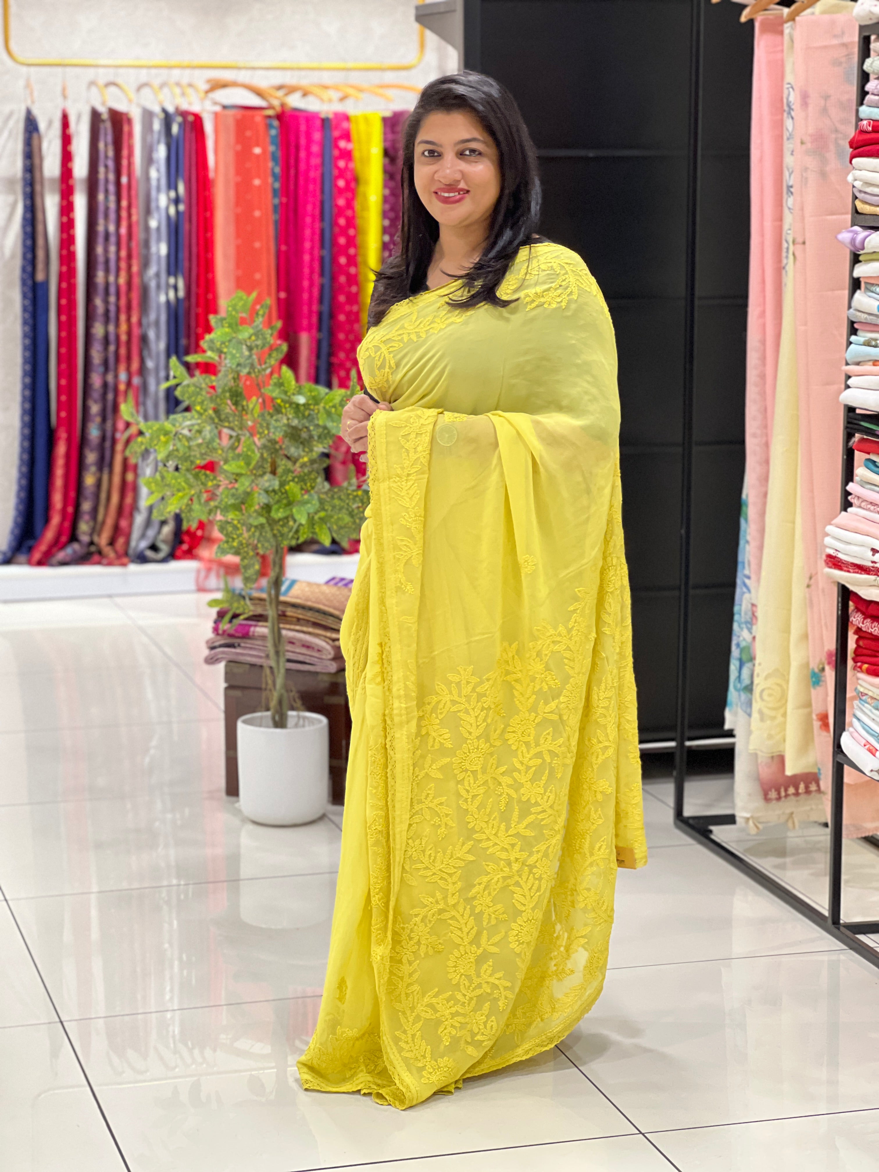 Hand Chikankari PaisleyDesign Georgette Saree |GMA198