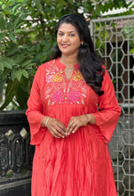 Floral Embroidered Chanderi Finish A-Line Kurta | OS468
