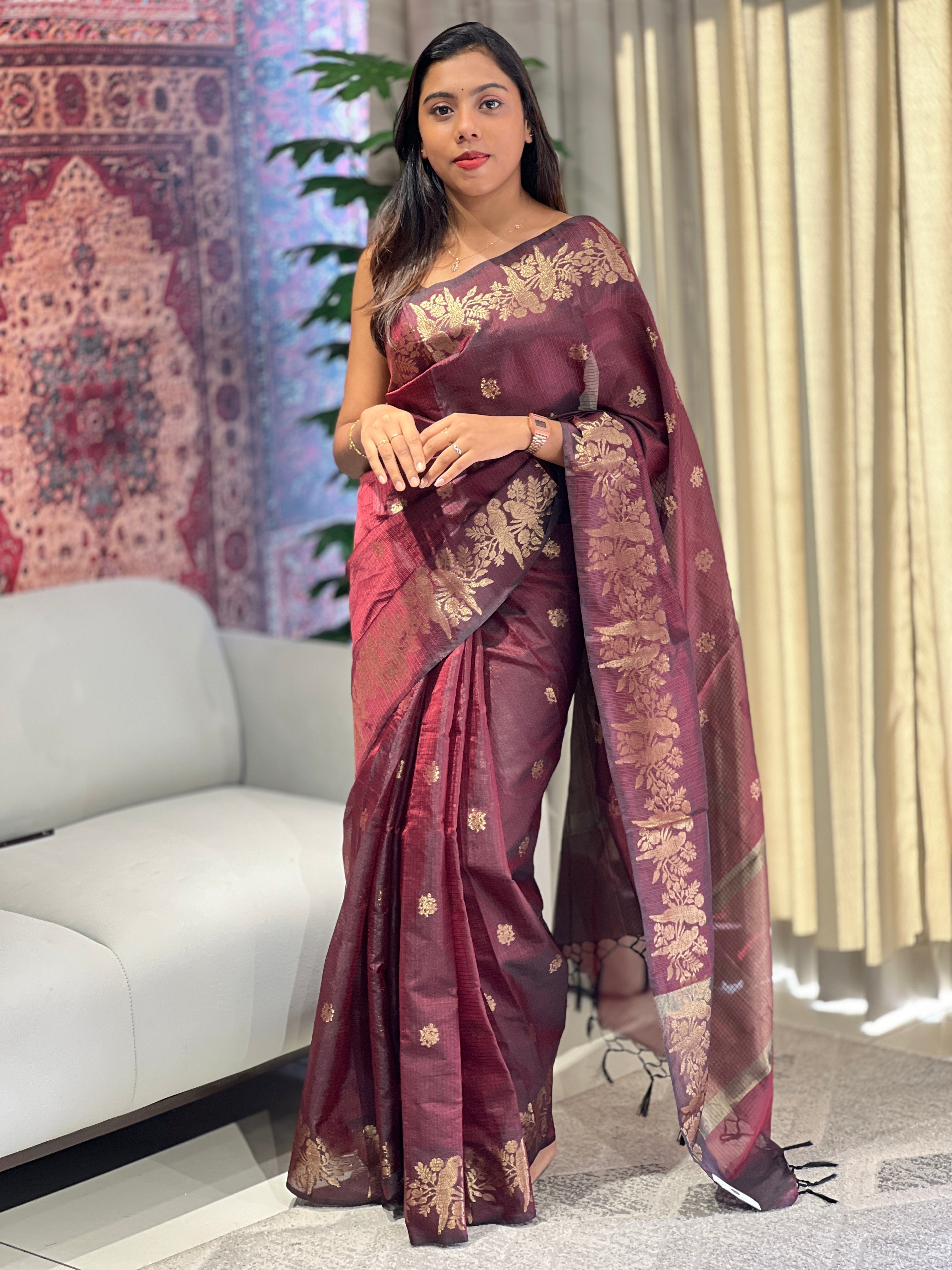 Mangalgiri Border Detailed Silk Kota Saree | YNG1012