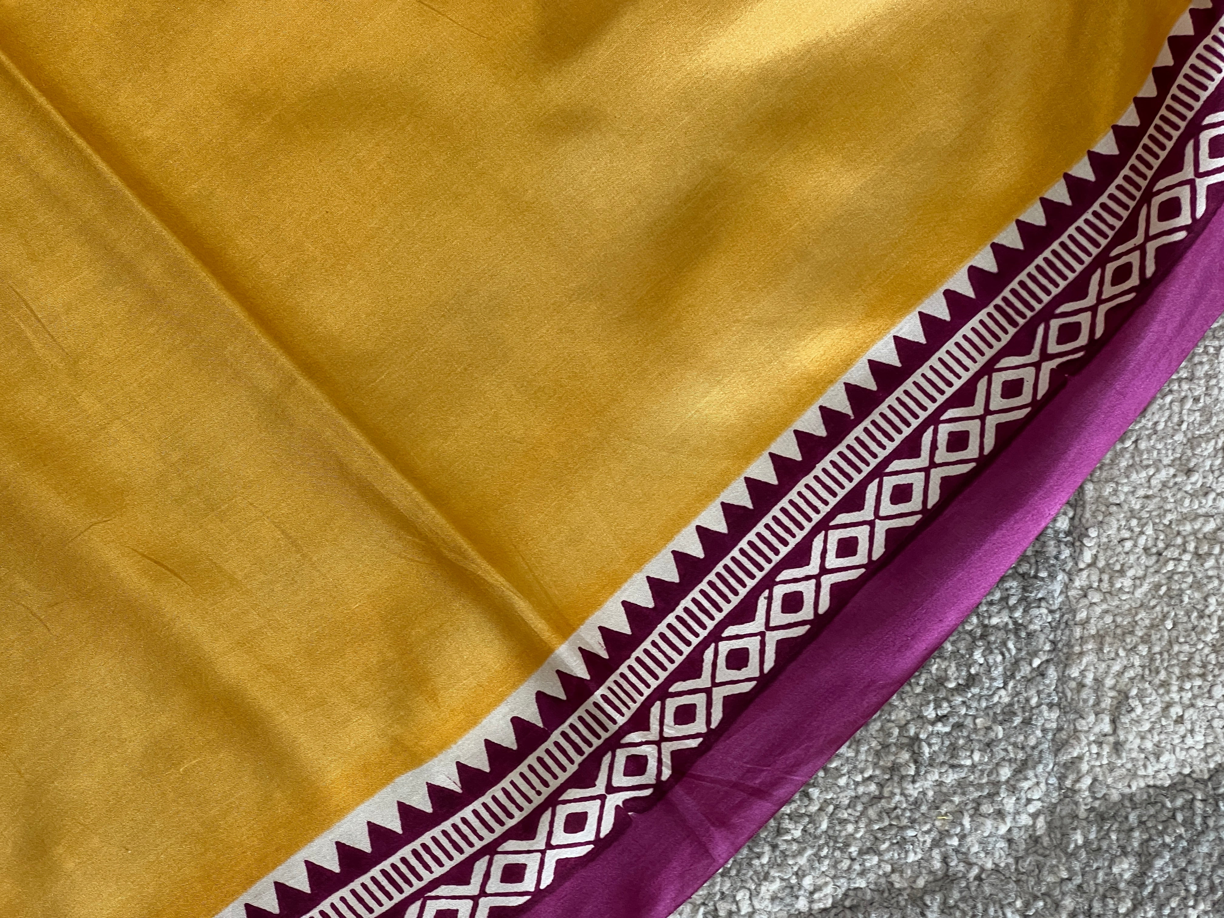 Floral Block Printed Silk Saree | SIK134