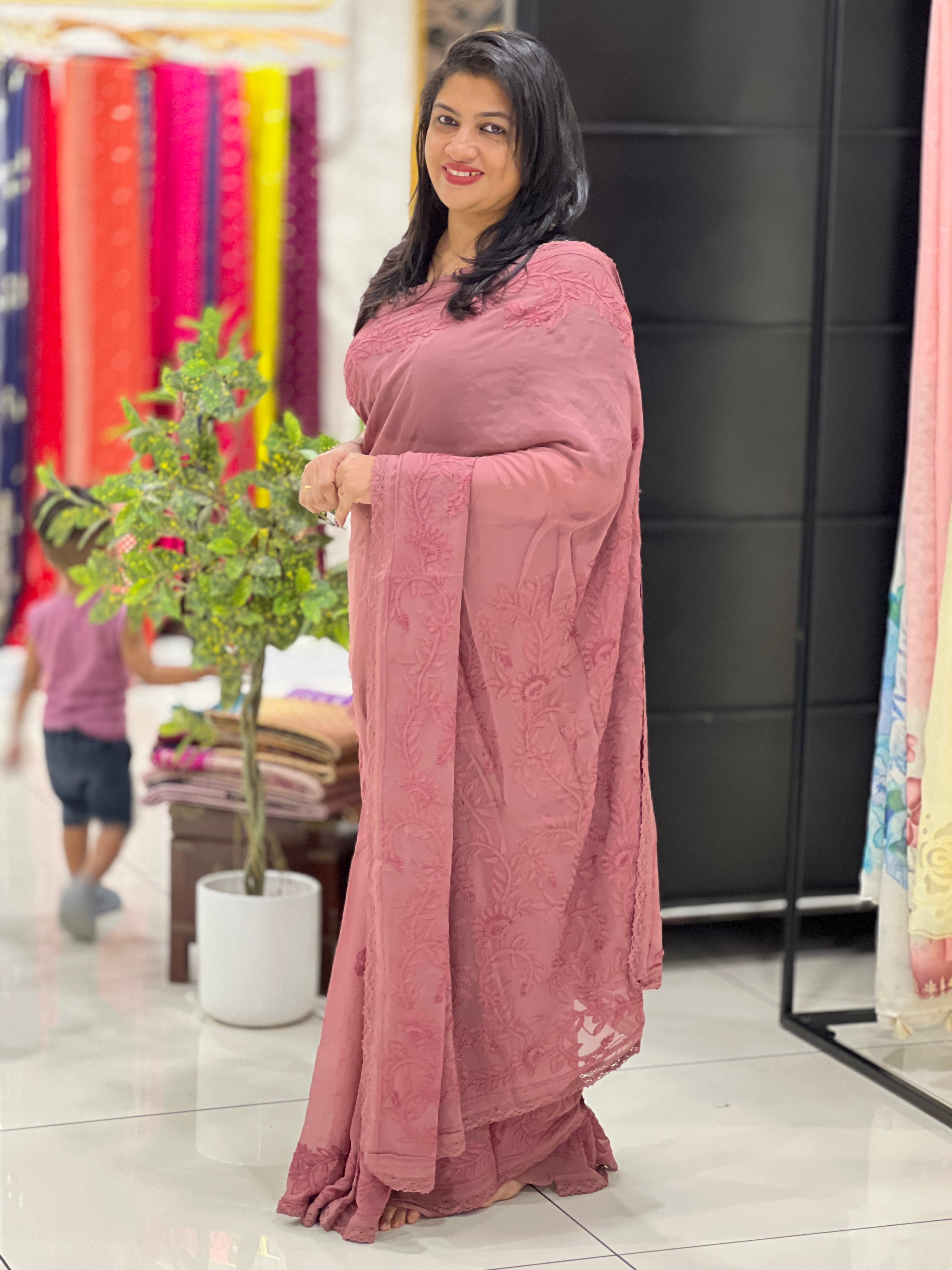 Hand Chikankari PaisleyDesign Georgette Saree |GMA194