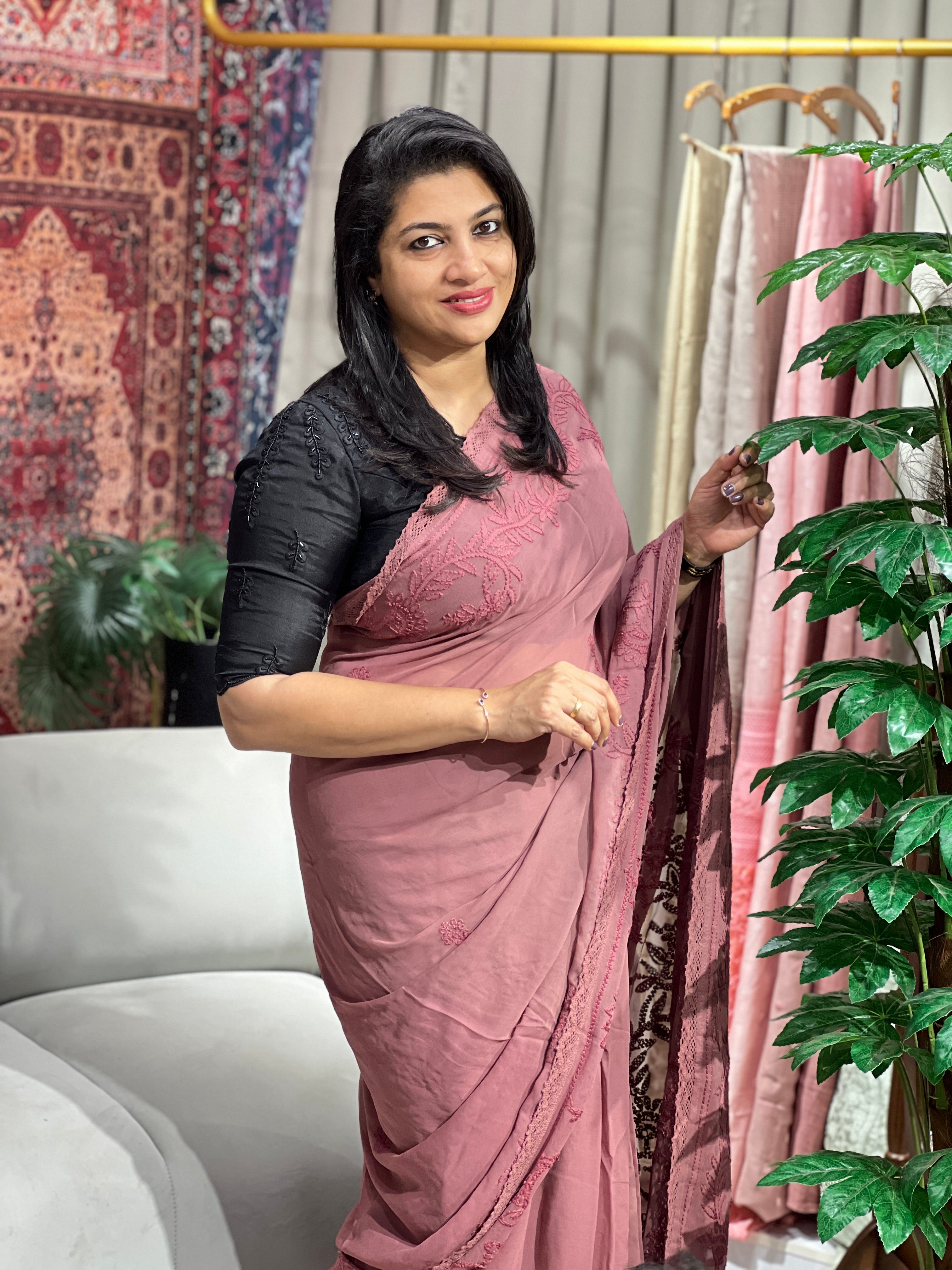 Hand Chikankari PaisleyDesign Georgette Saree |GMA194