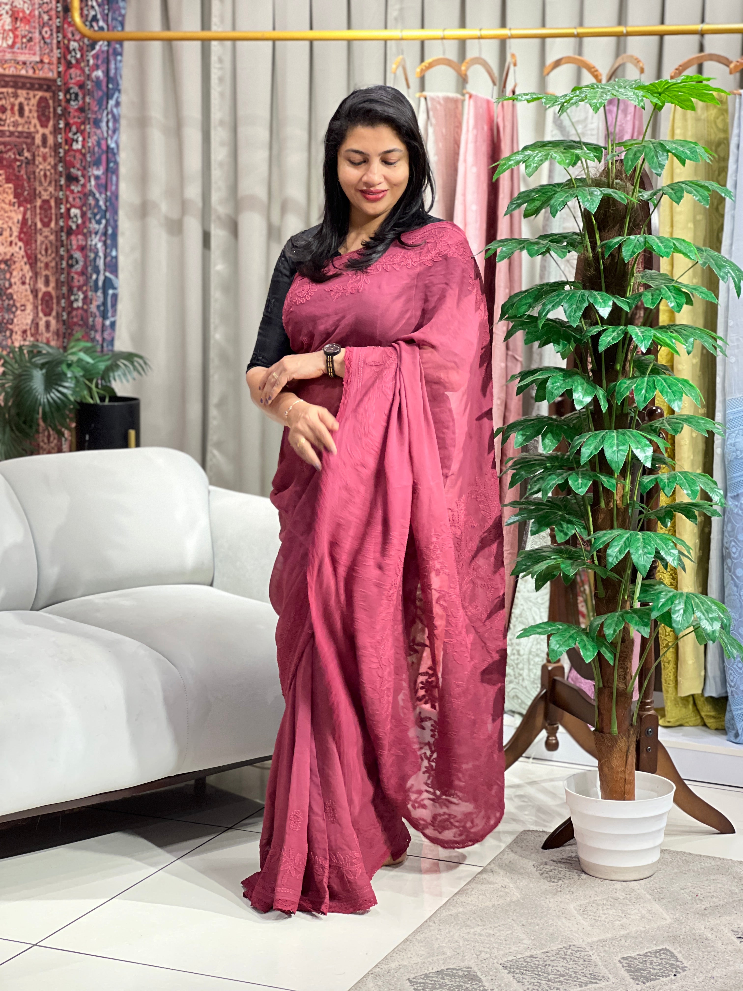 Hand Chikankari PaisleyDesign Georgette Saree| GMA193