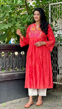 Floral Embroidered Chanderi Finish A-Line Kurta | OS468