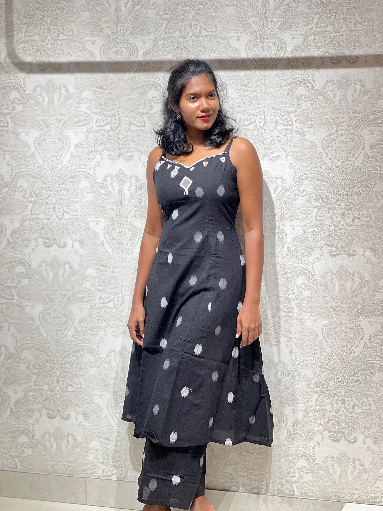 Ikat Weaved Sleeveless Cotton Kurta | SJL118