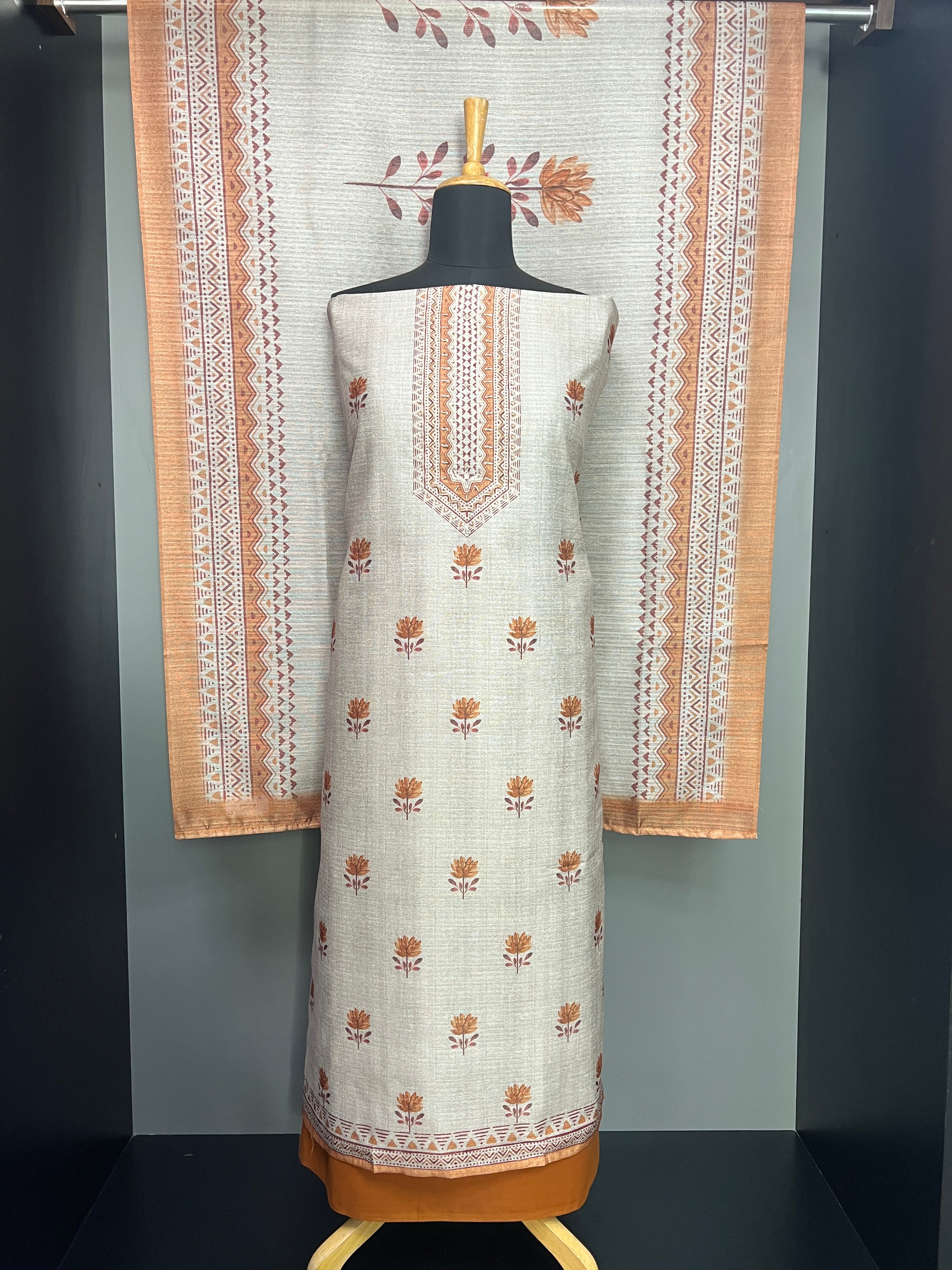 Floral Printed Semi Tussar Salwar Set | SW2286