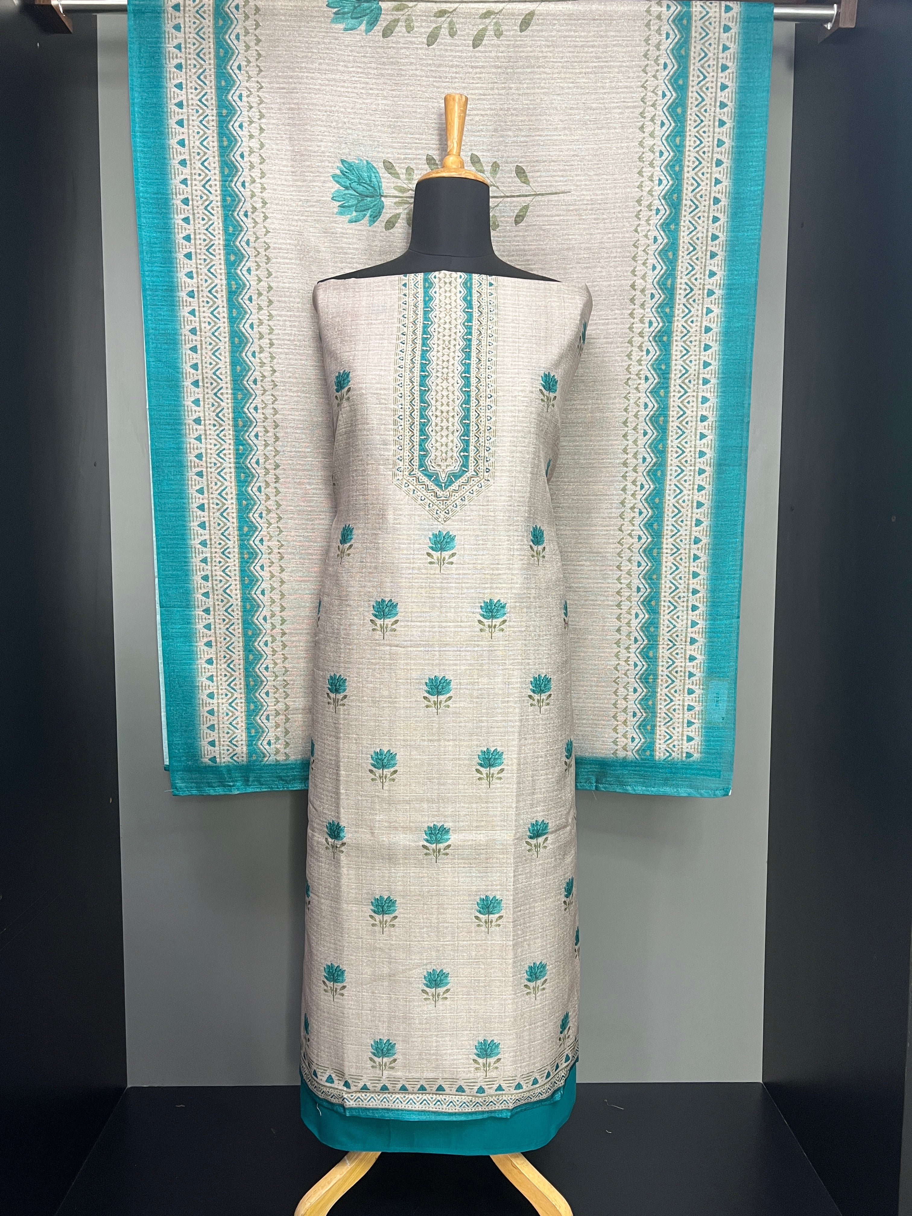 Floral Printed Semi Tussar Salwar Set | SW2289