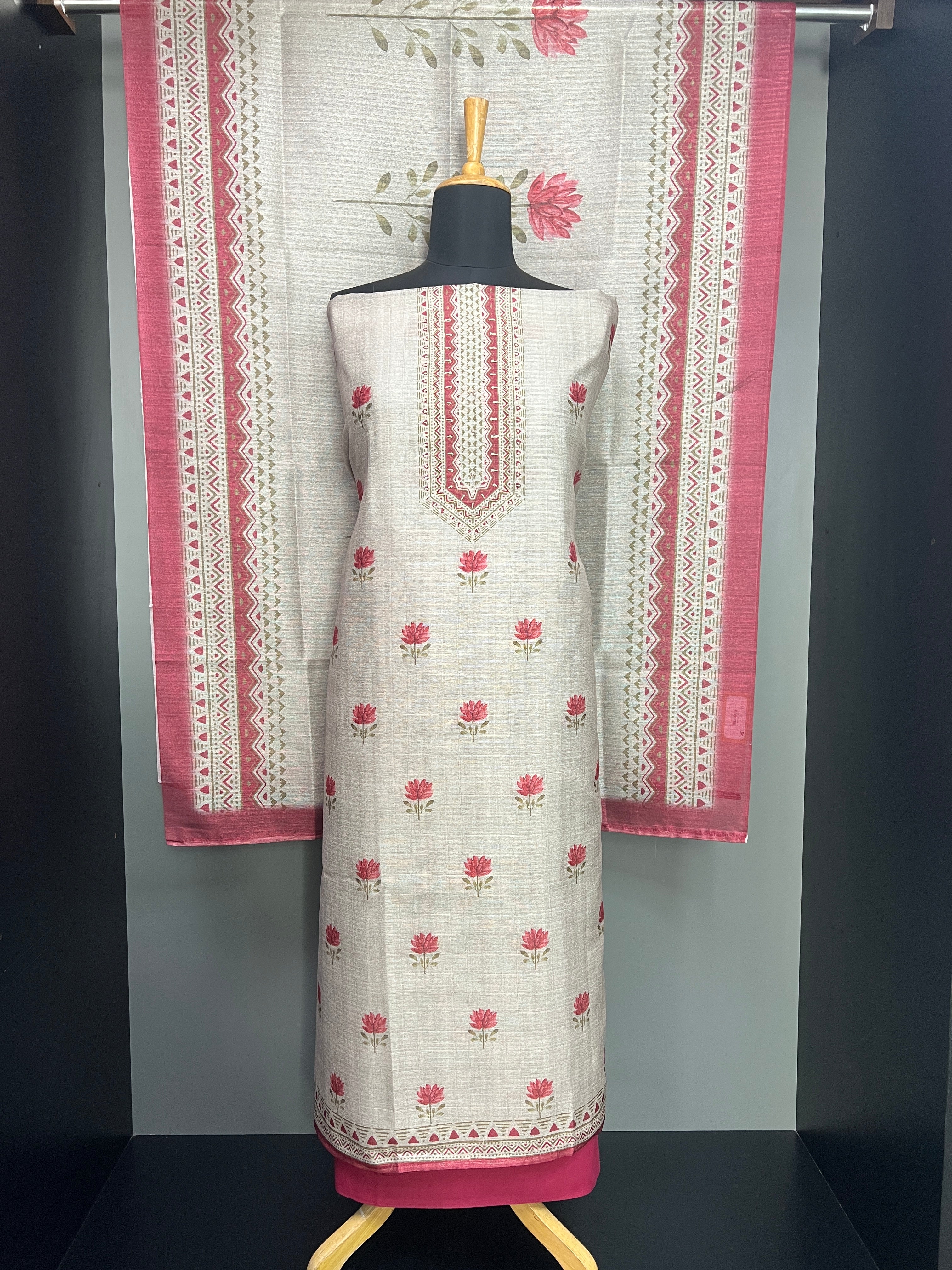 Floral Printed Semi Tussar Salwar Set | SW2287