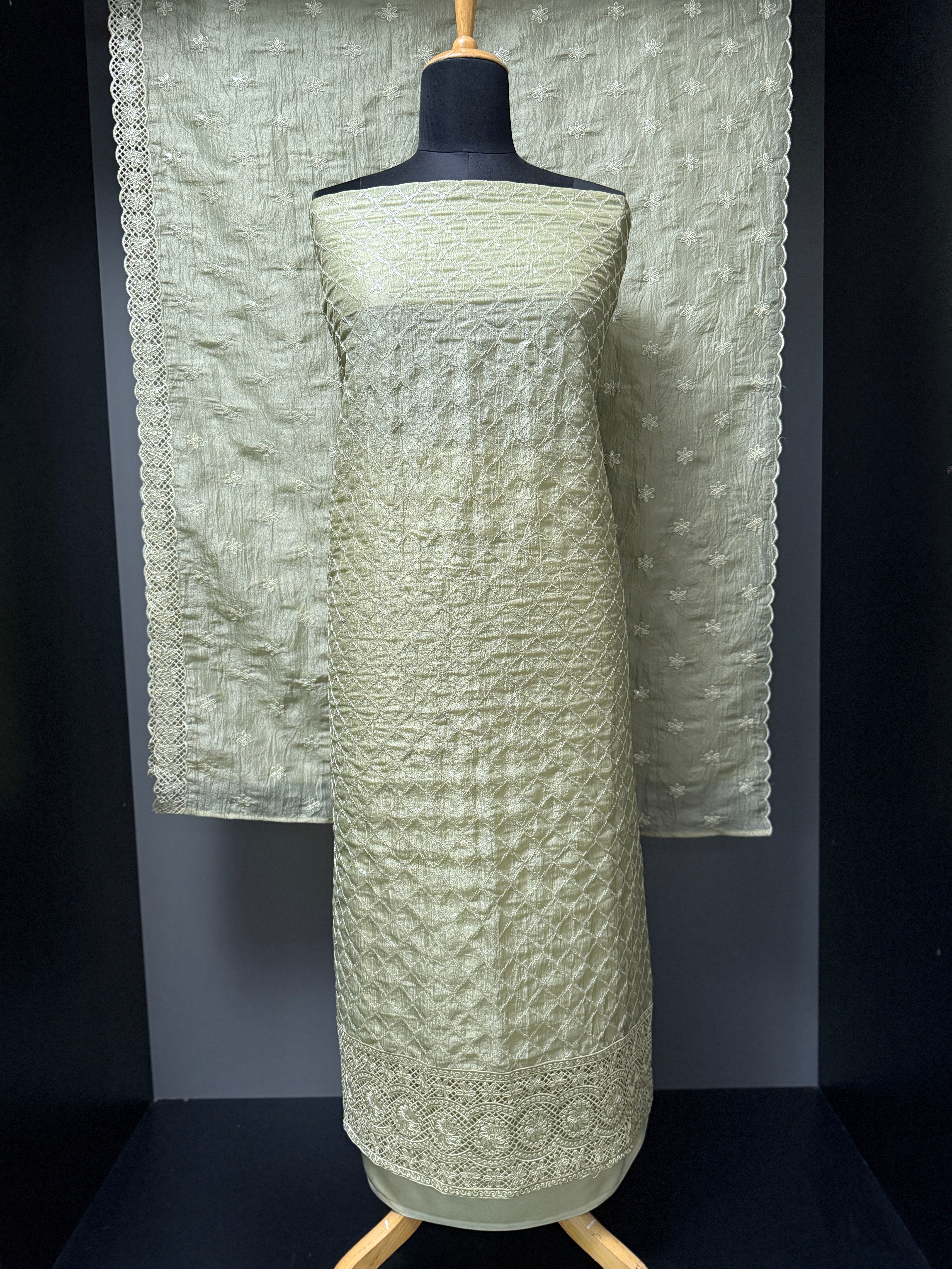 Cutwork & Sequence Detailed Crushed Organza Salwar Set | SBP600