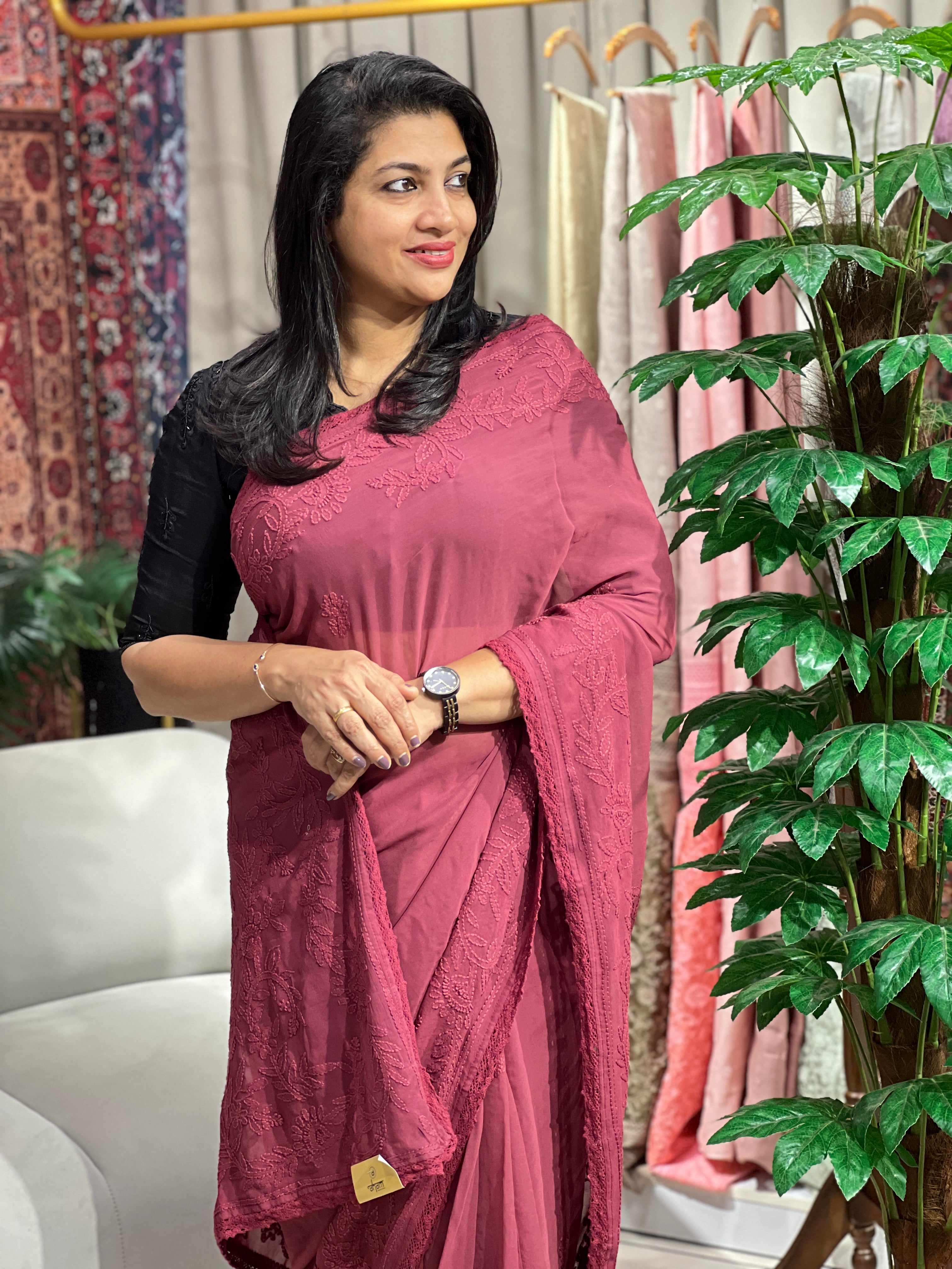Hand Chikankari PaisleyDesign Georgette Saree| GMA193
