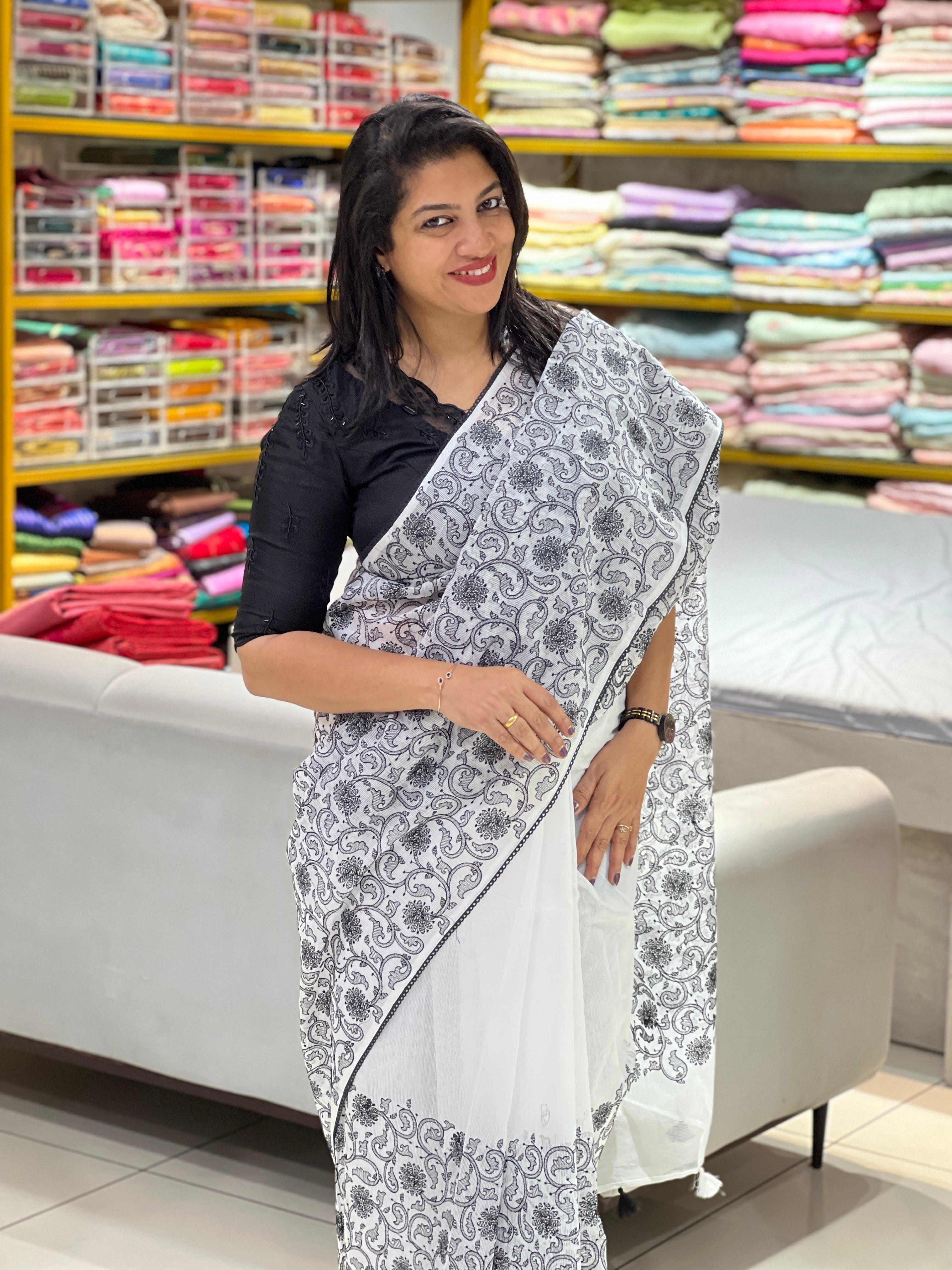 Computerized Embroidery Super Net Kota Saree | MR501