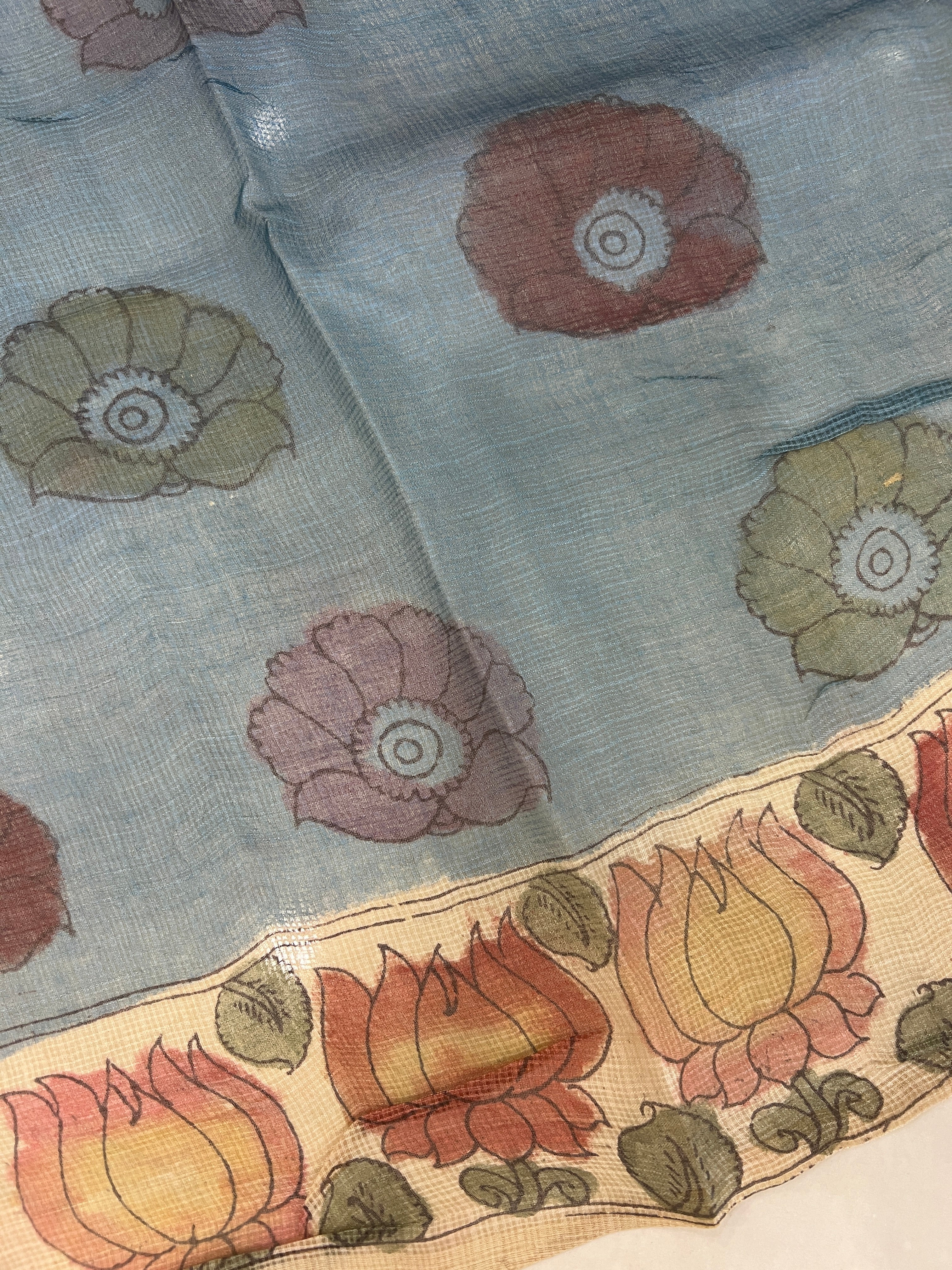 Pen Kalamkari Tussar Kota Saree | SBS953