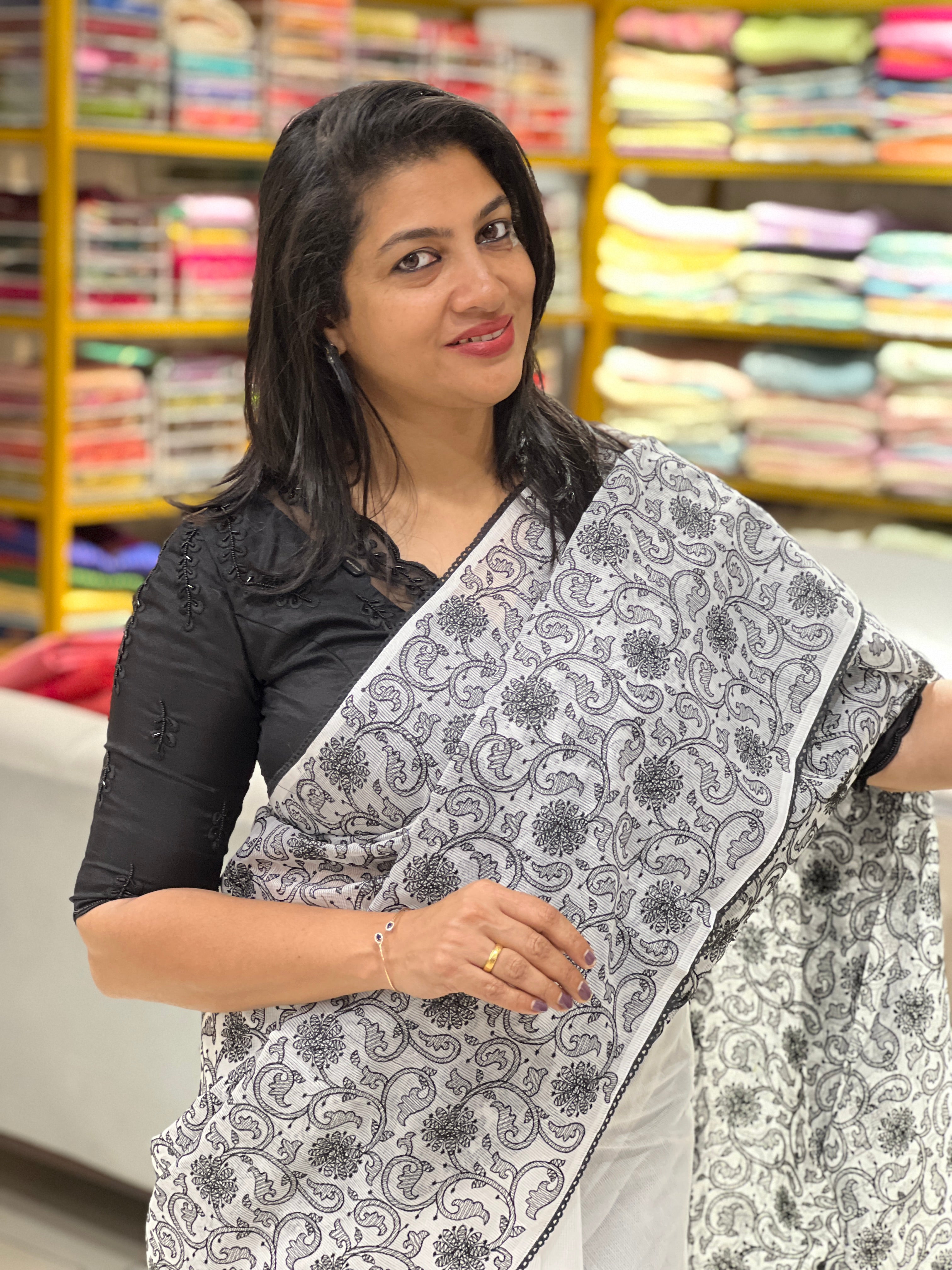 Computerized Embroidery Super Net Kota Saree | MR501