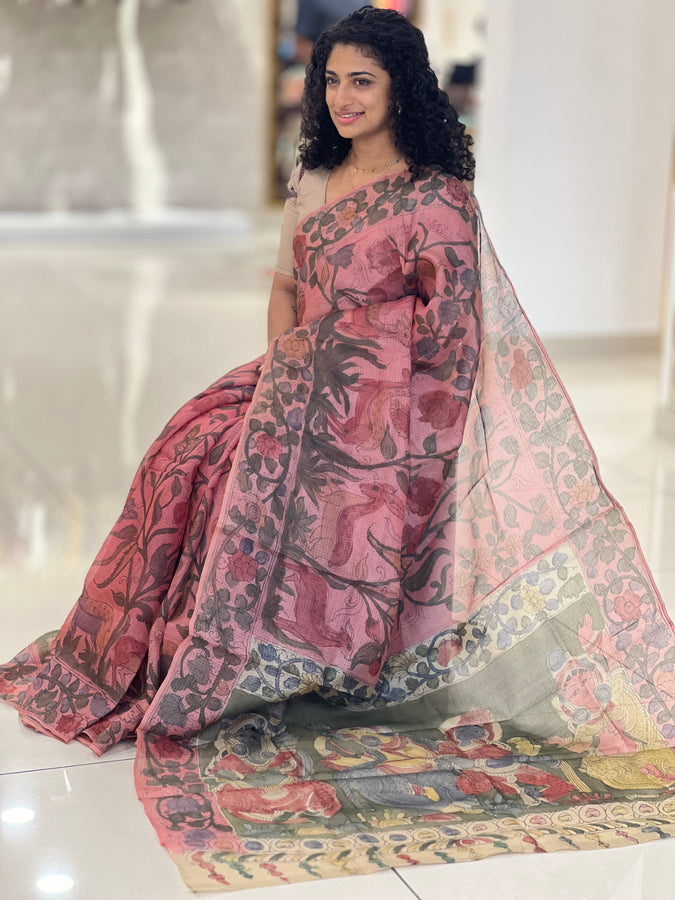 Pen Kalamkari Tussar Kota Saree | SBS953