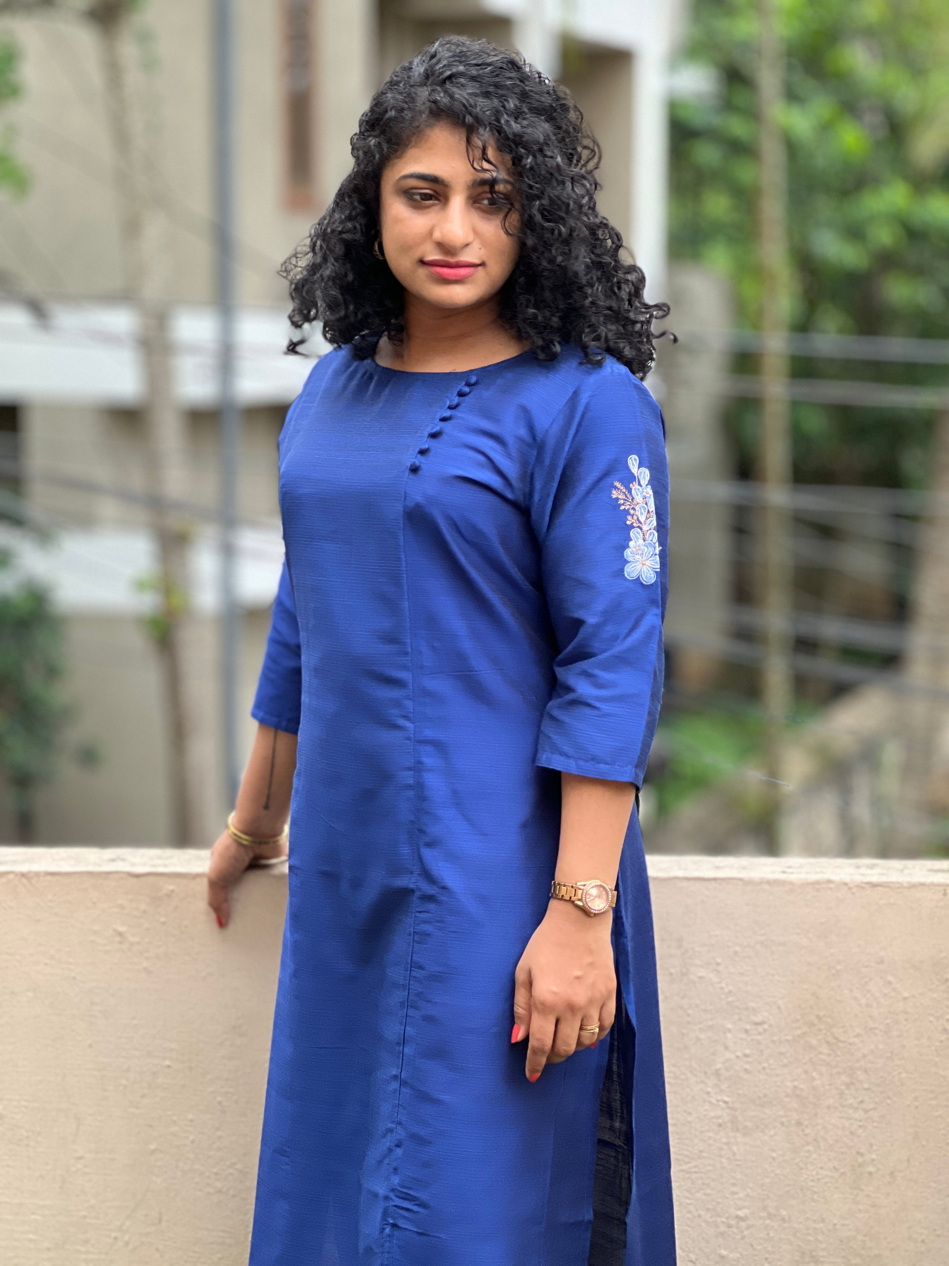 Floral Embroidery Slub Chanderi Kurta | RGA228