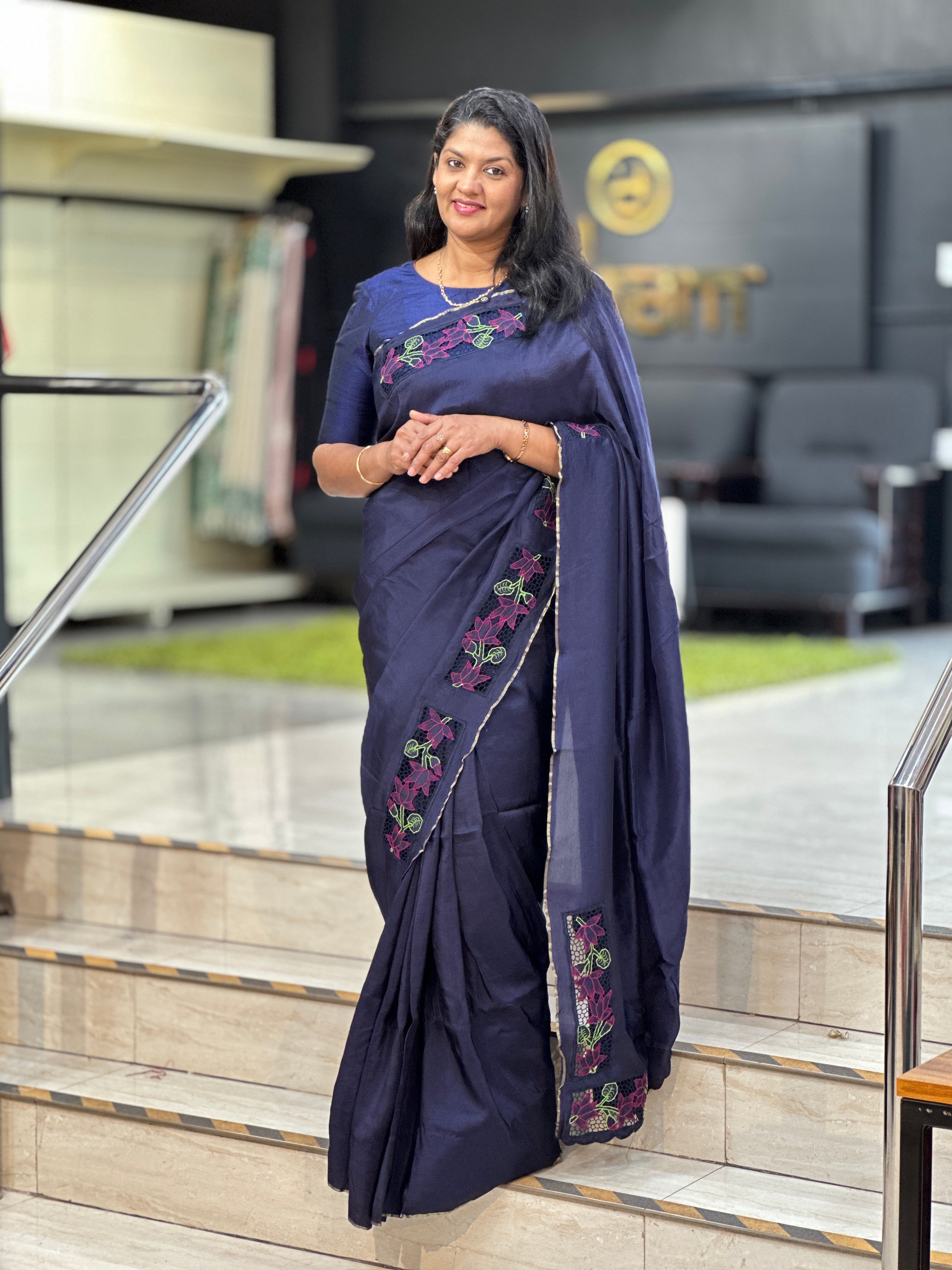 Twine Cut Work Placement Detailed Uppada Silk Saree | TC471